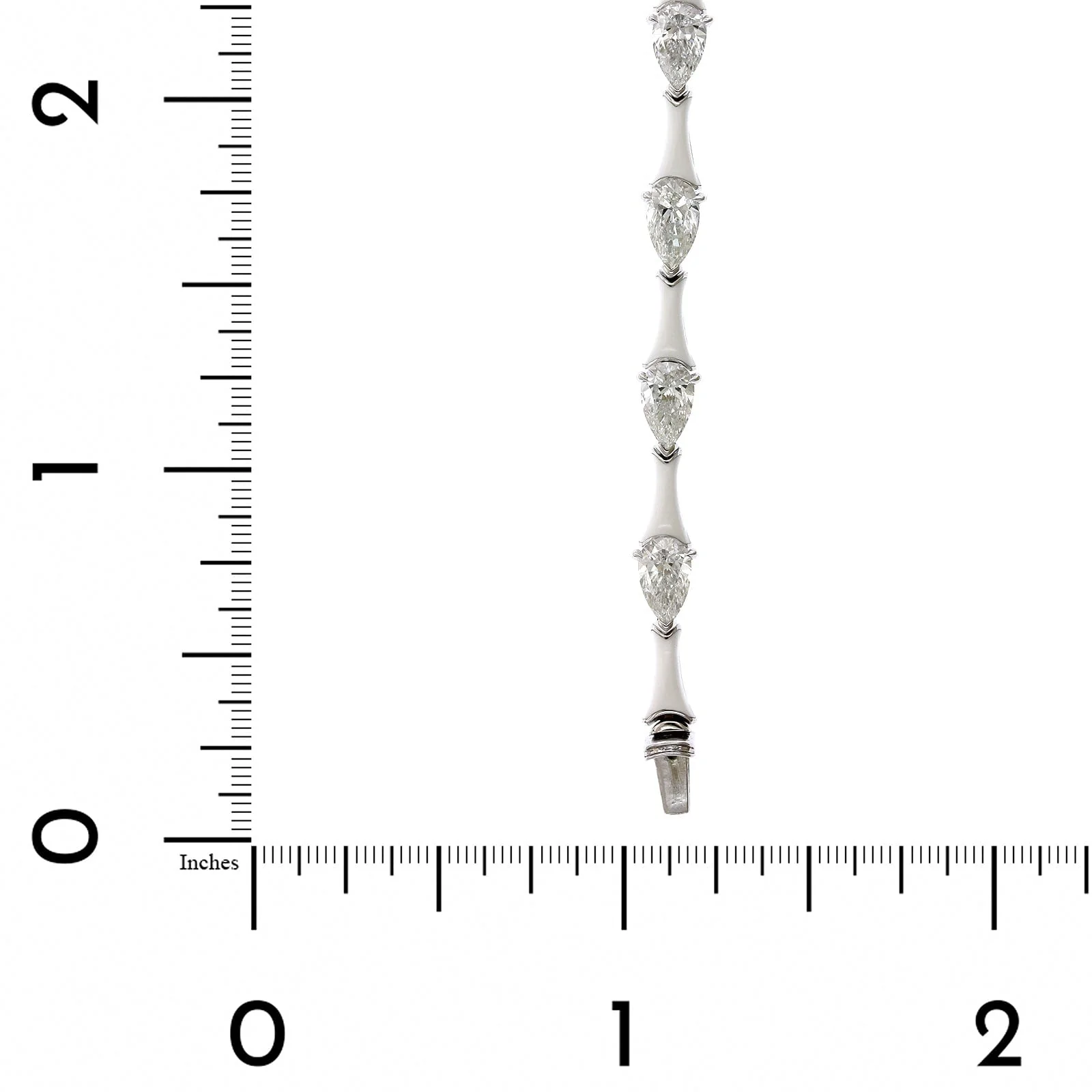 Etho Maria 18K White Gold Pear Shape Diamond White Ceramic Bracelet - Image 3