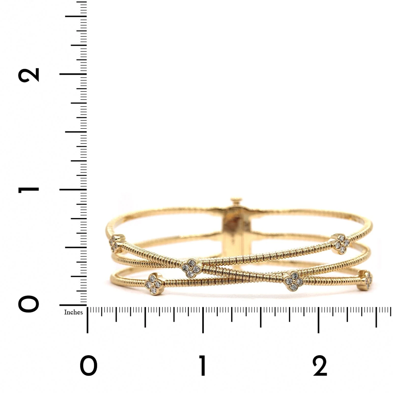 14K Yellow Gold Flexible 3 Row Diamond Bracelet - Image 3