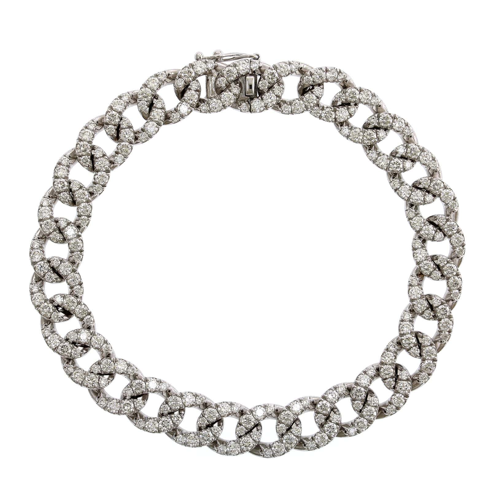 Zydo 18K White Gold Diamond Curb Link Bracelet