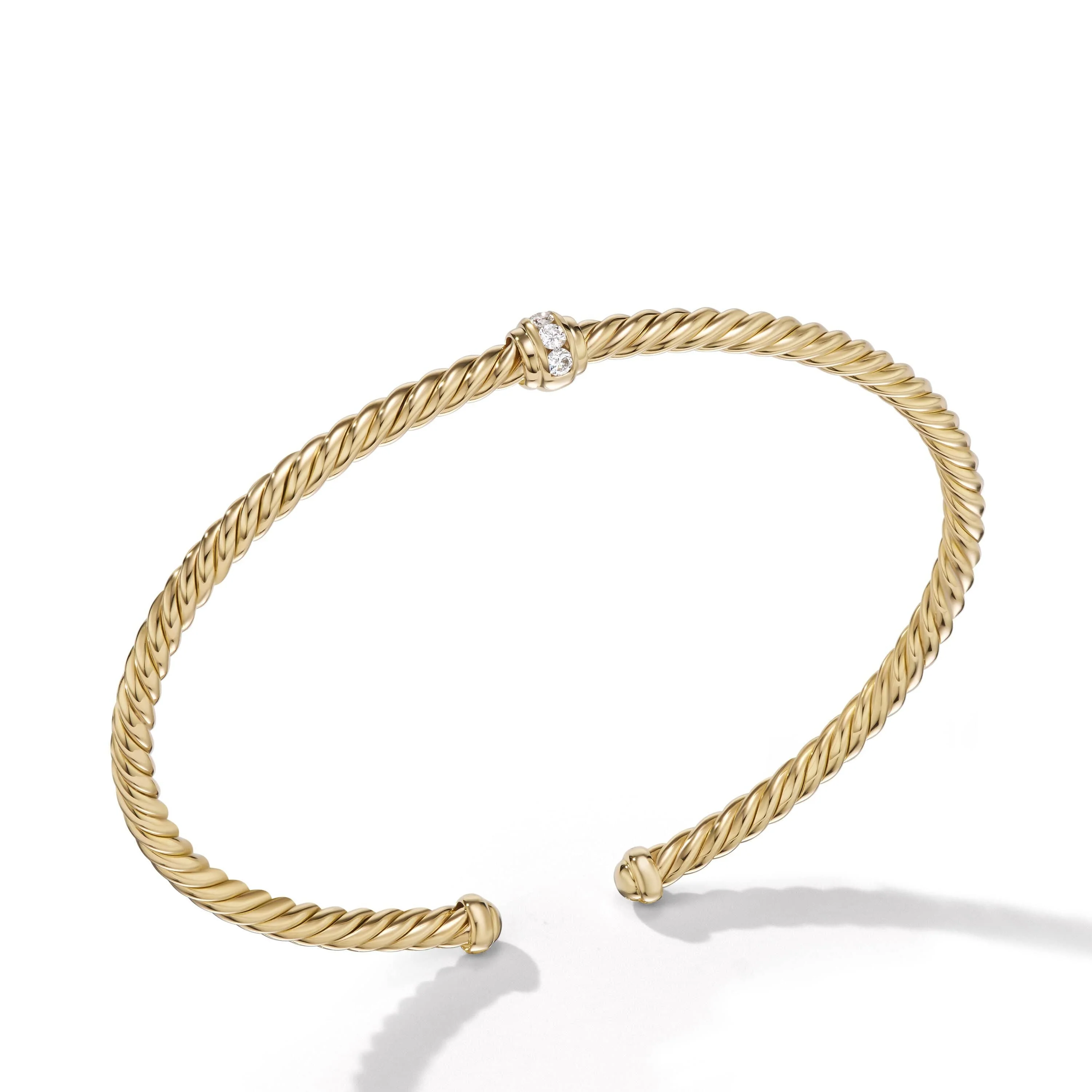 Cable Classics Center Station Bracelet in 18K Yellow Gold with Pavé Diamonds - Image 2