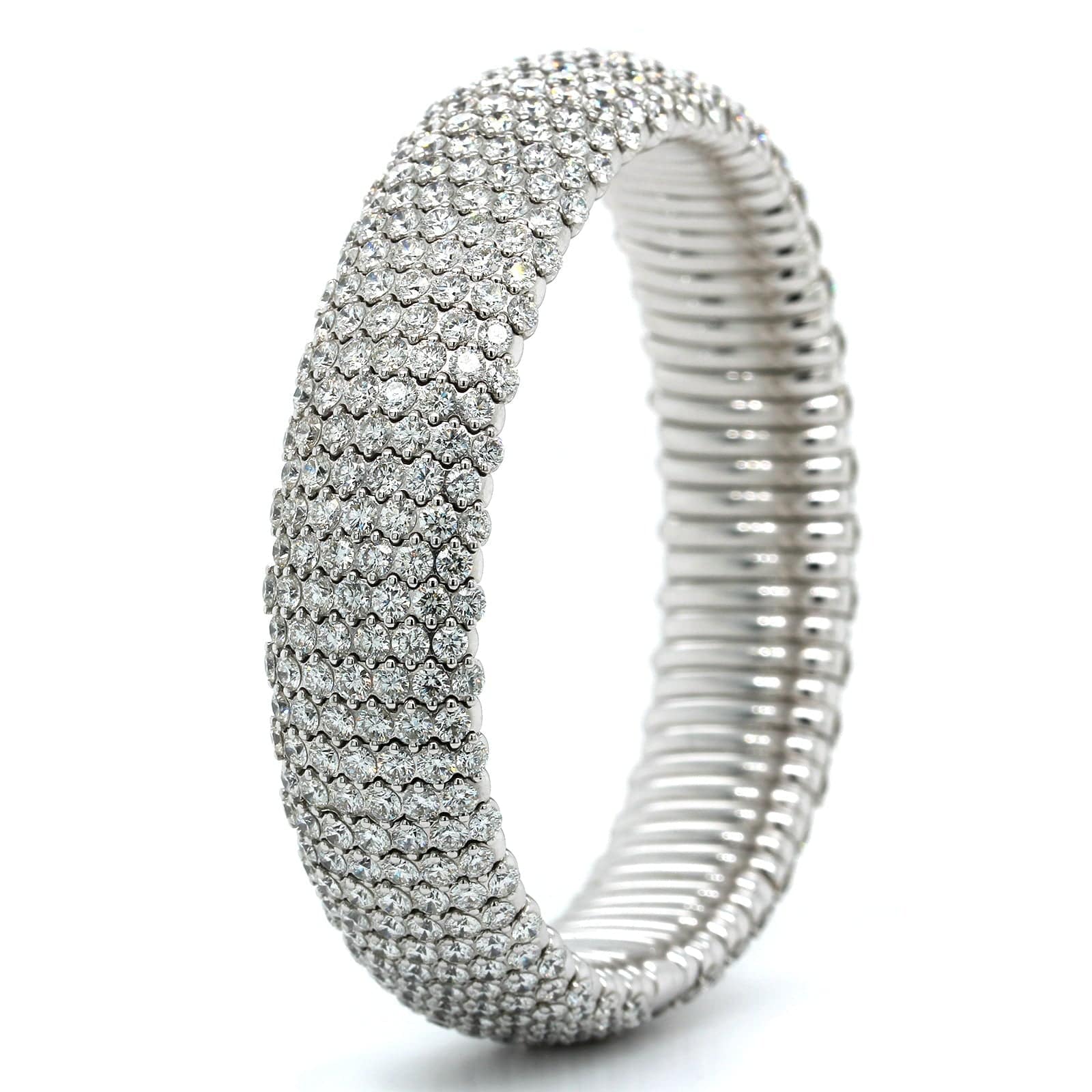 Zydo 18K White Gold 6 Row Diamond Stretch Bracelet - Image 2