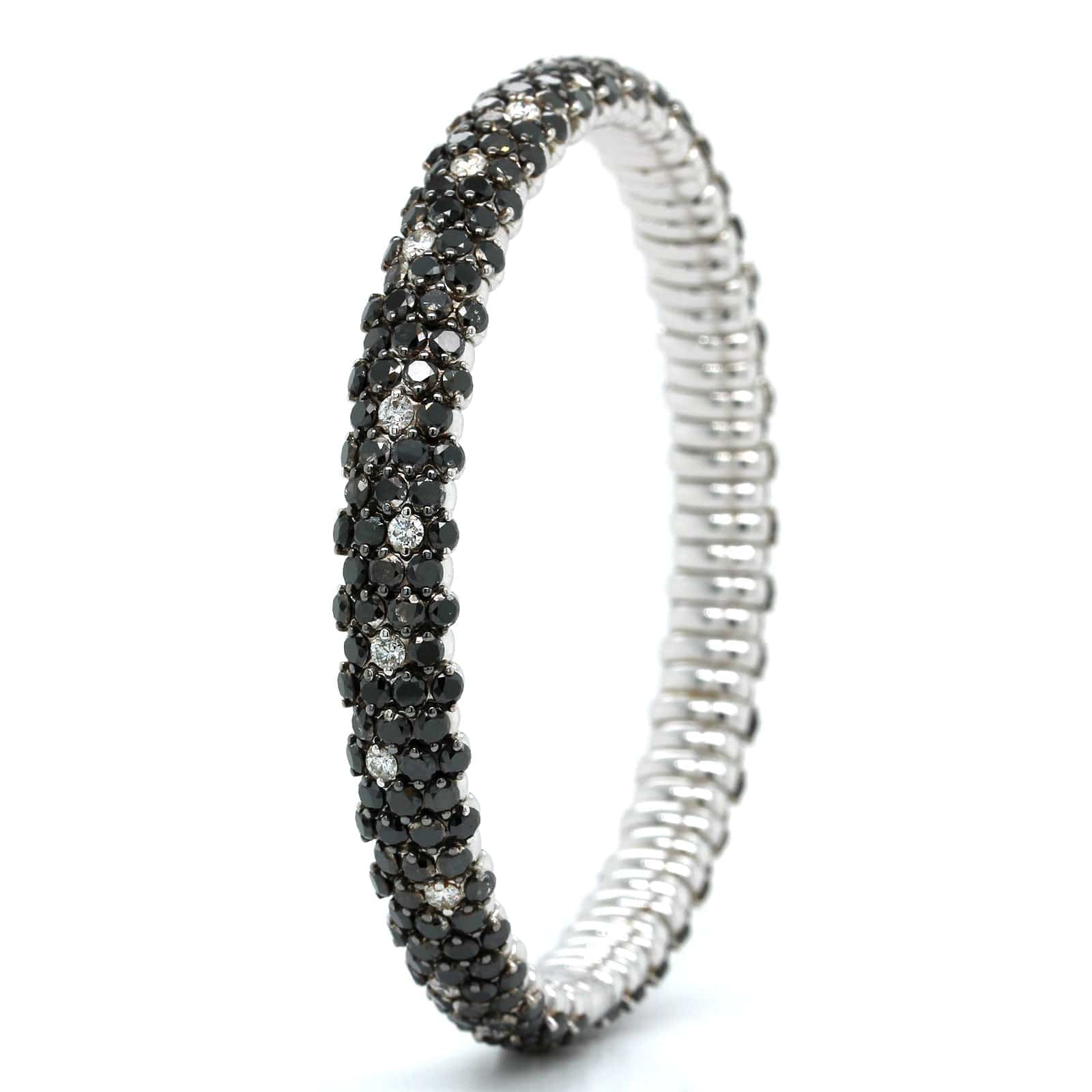 Zydo 18K White Gold Black Diamond Stretch Bracelet - Image 2