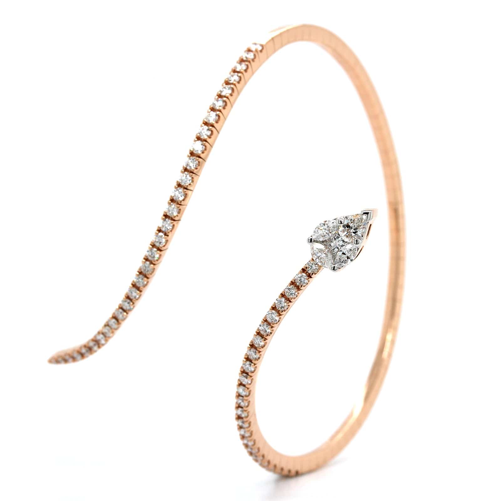 18K Rose Gold Wrap Diamond Cuff Bracelet - Image 2
