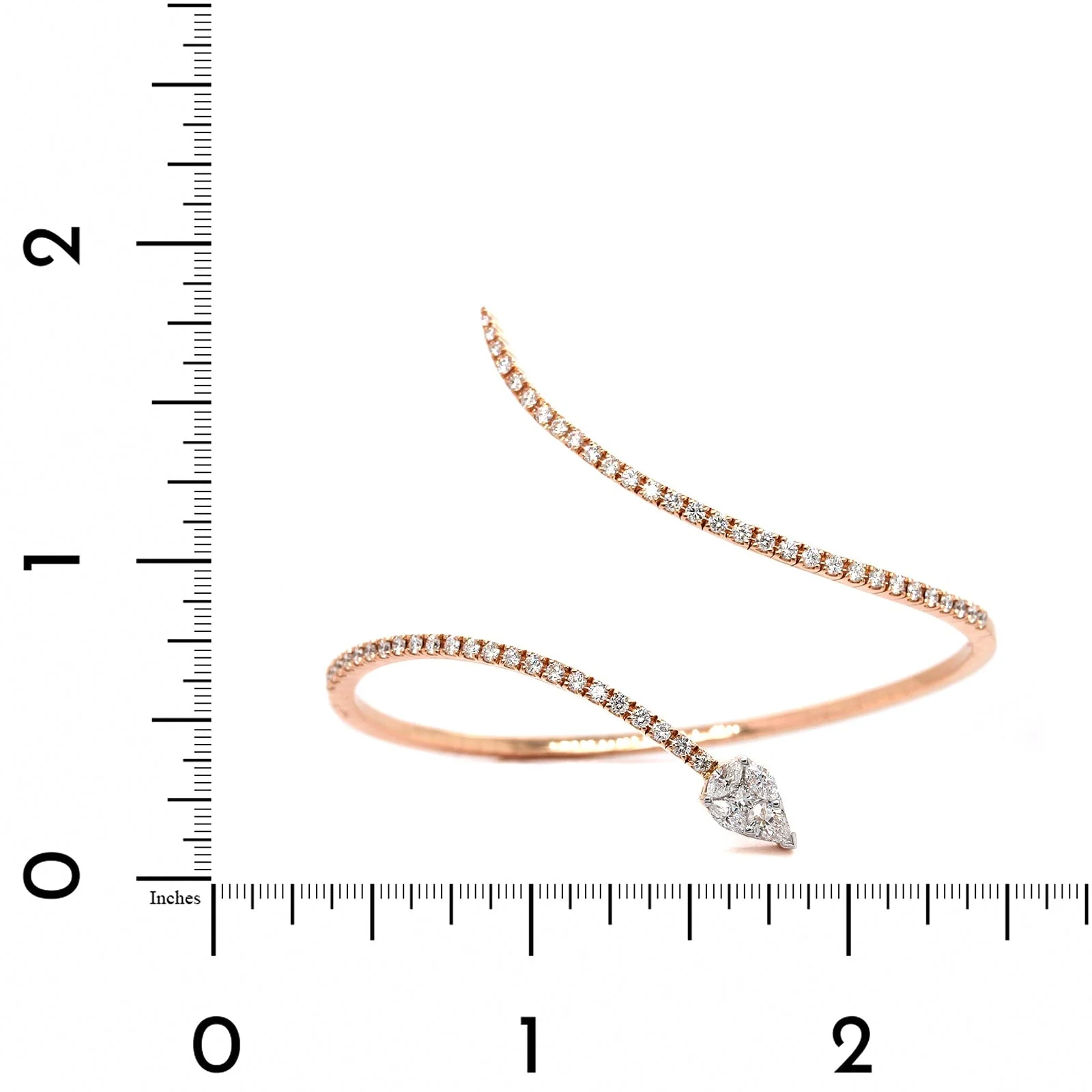18K Rose Gold Wrap Diamond Cuff Bracelet - Image 3