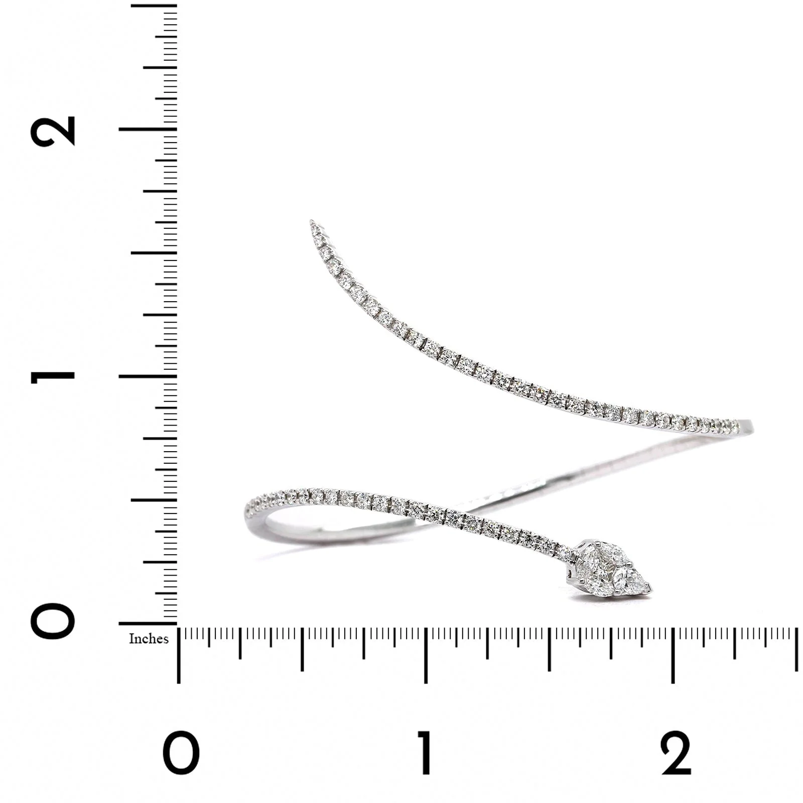 18K White Gold Wrap Diamond Cuff Bracelet - Image 3