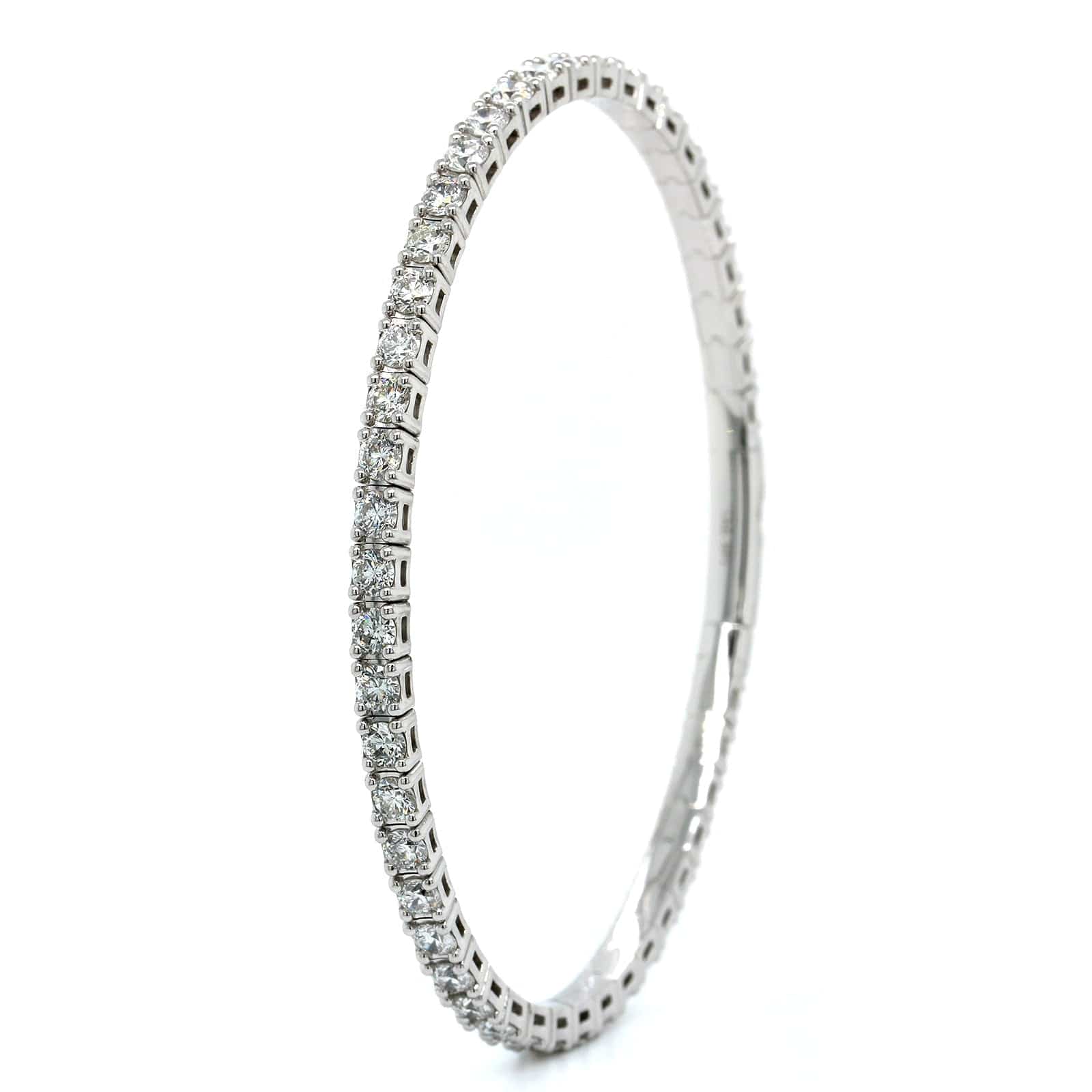 14K White Gold Flex Diamond Bangle - Image 2