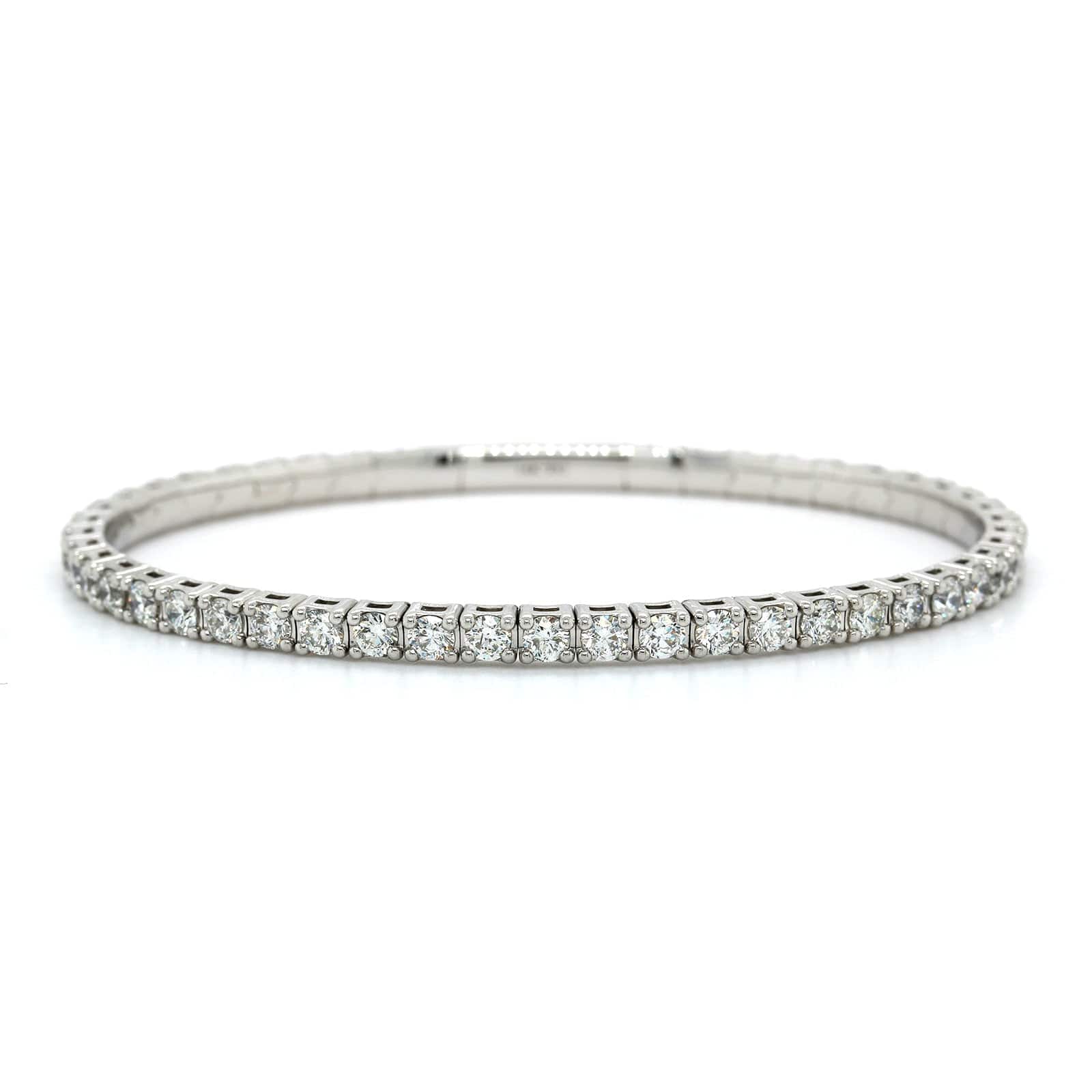 14K White Gold Flex Diamond Bangle - Image 4