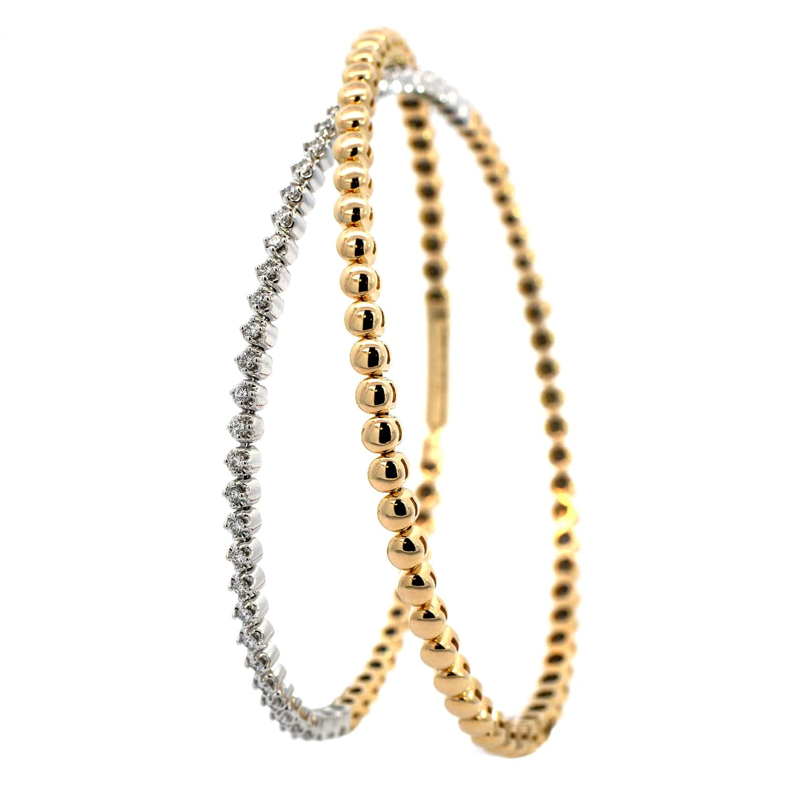 14K Yellow & White Gold Flexible Diamond Bracelet - Image 2