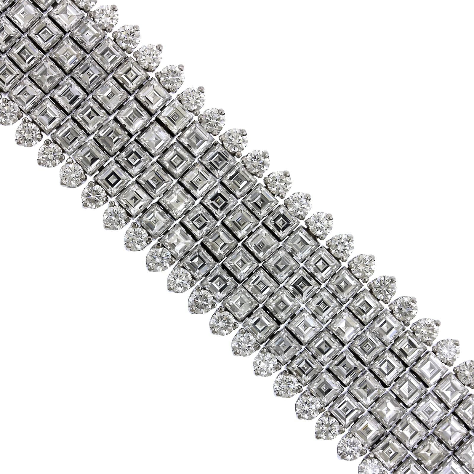 Oscar Heyman Platinum 6 Row Invisible Set Diamond Bracelet - Image 2