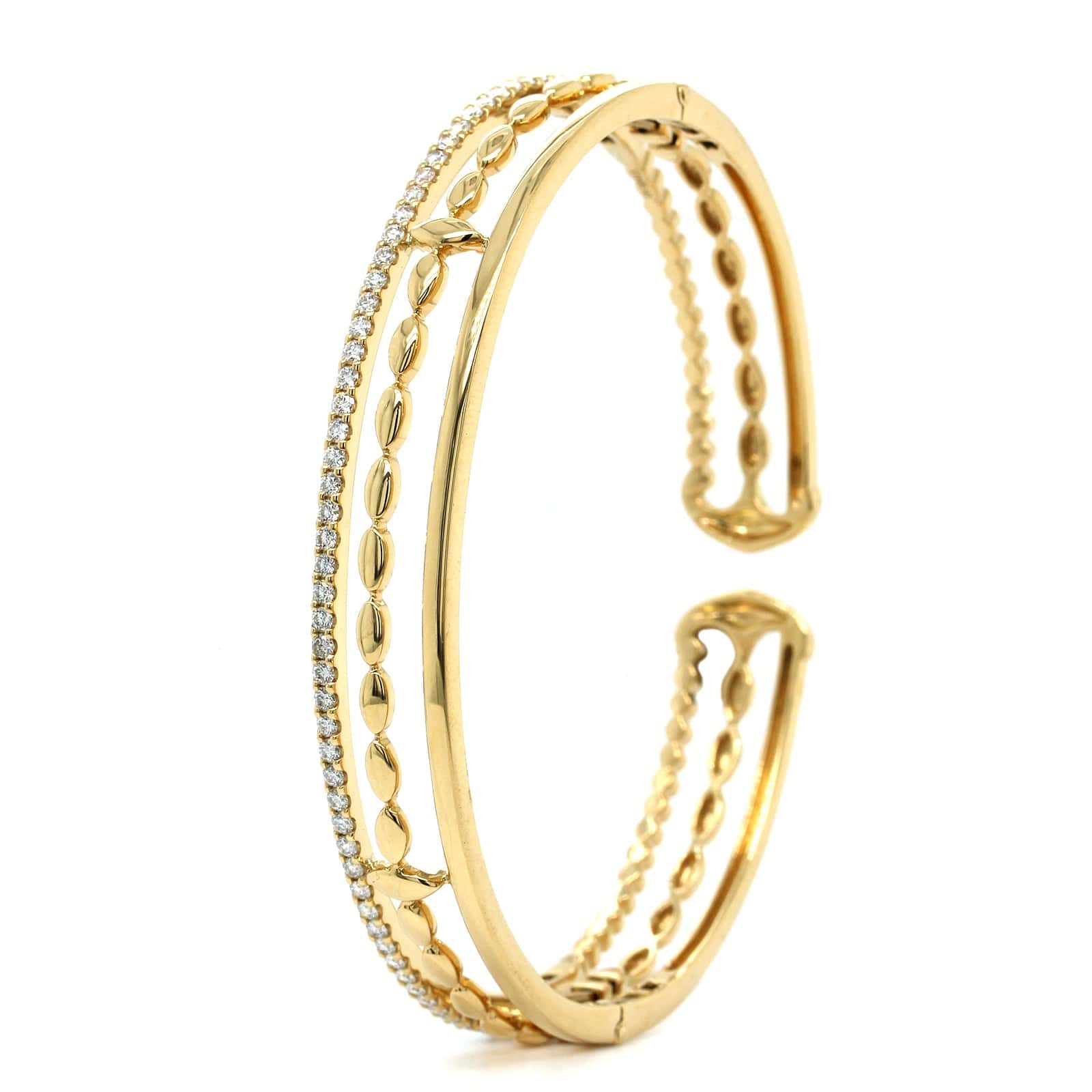 Etho Maria 18K Yellow Gold 3 Row Diamond Cuff Bracelet - Image 2