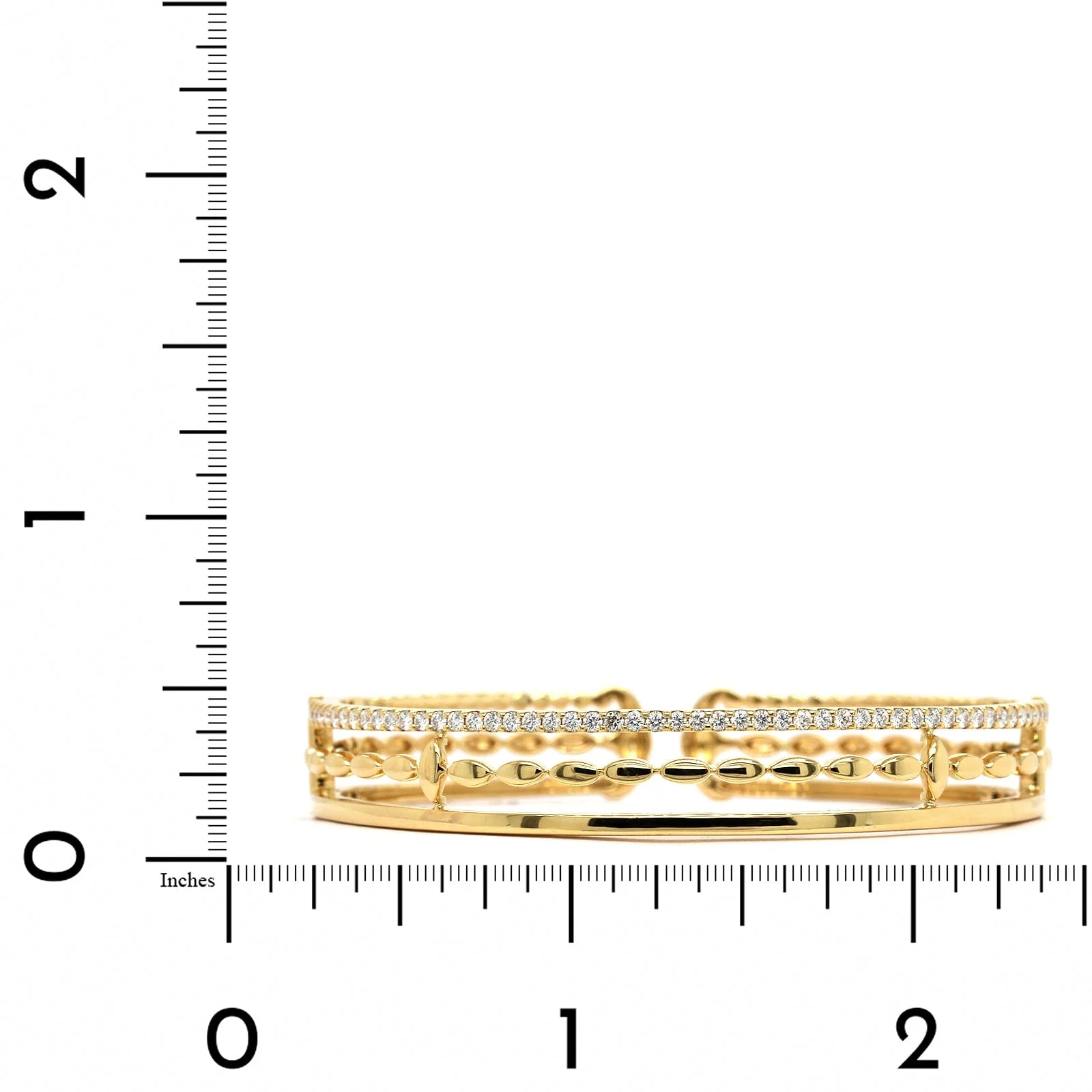 Etho Maria 18K Yellow Gold 3 Row Diamond Cuff Bracelet - Image 3