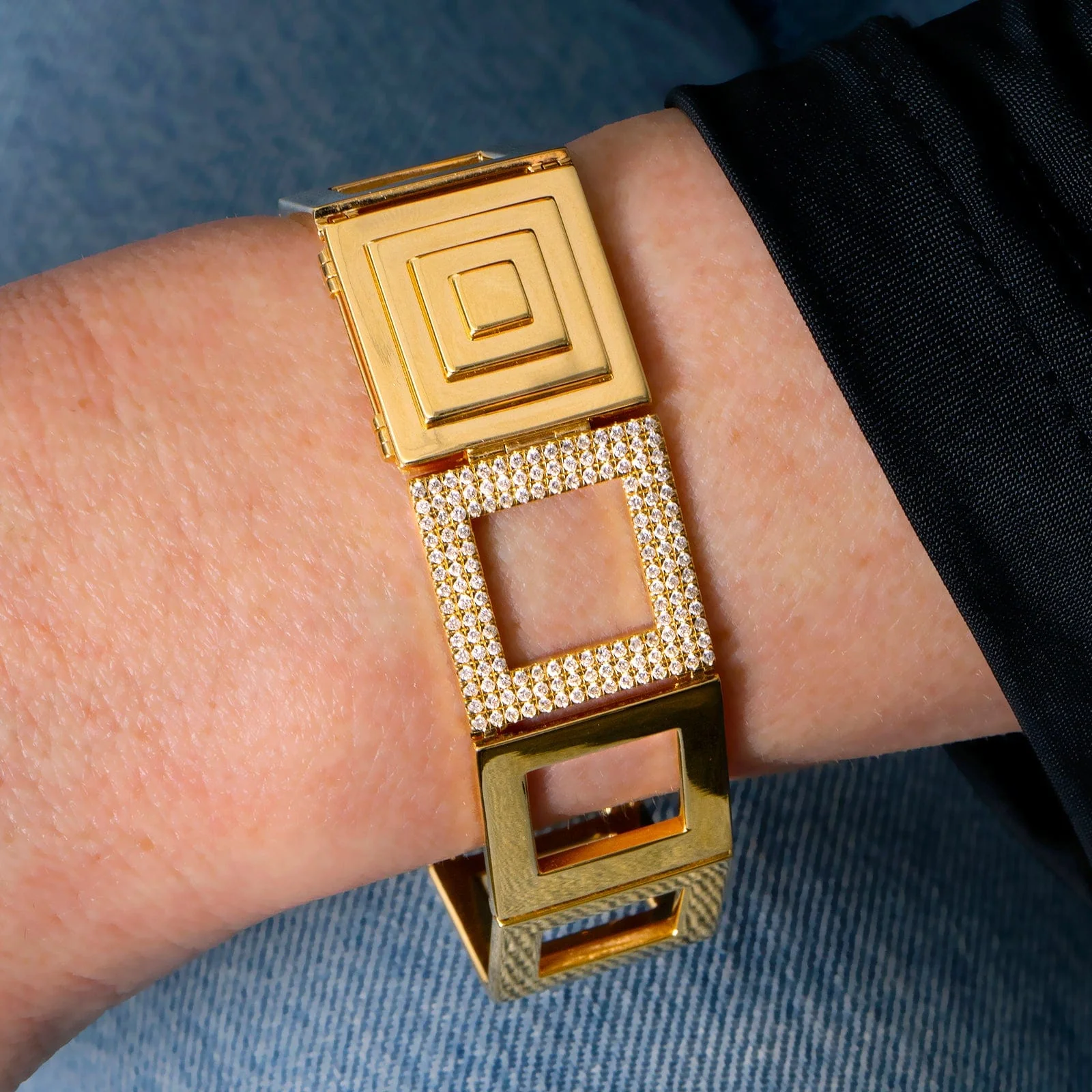 CADAR 18K Yellow Gold Pave Diamond Foundation Bracelet - Image 3