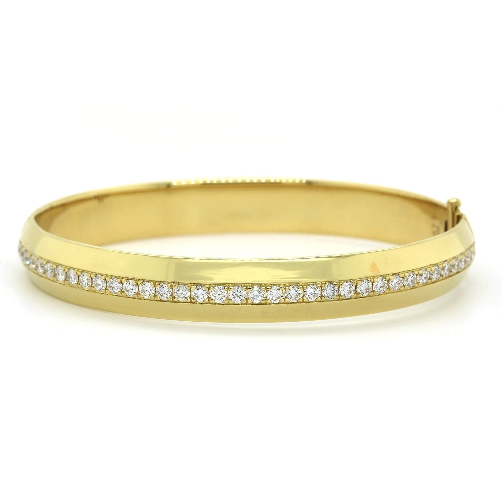 18K Yellow Gold Diamond Bangle Bracelet - Image 4