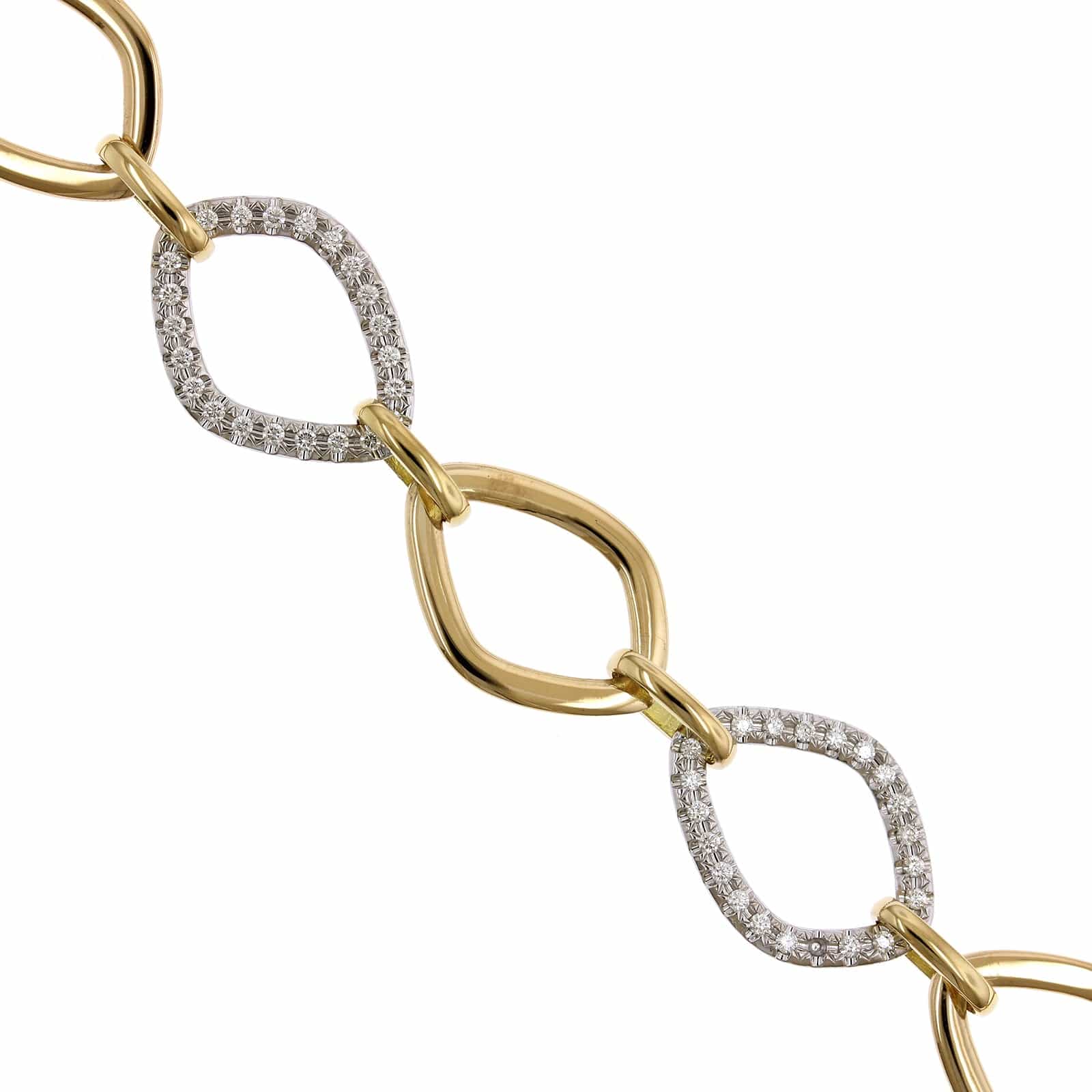 18K Yellow Gold Pave Diamond Open Link Bracelet - Image 2