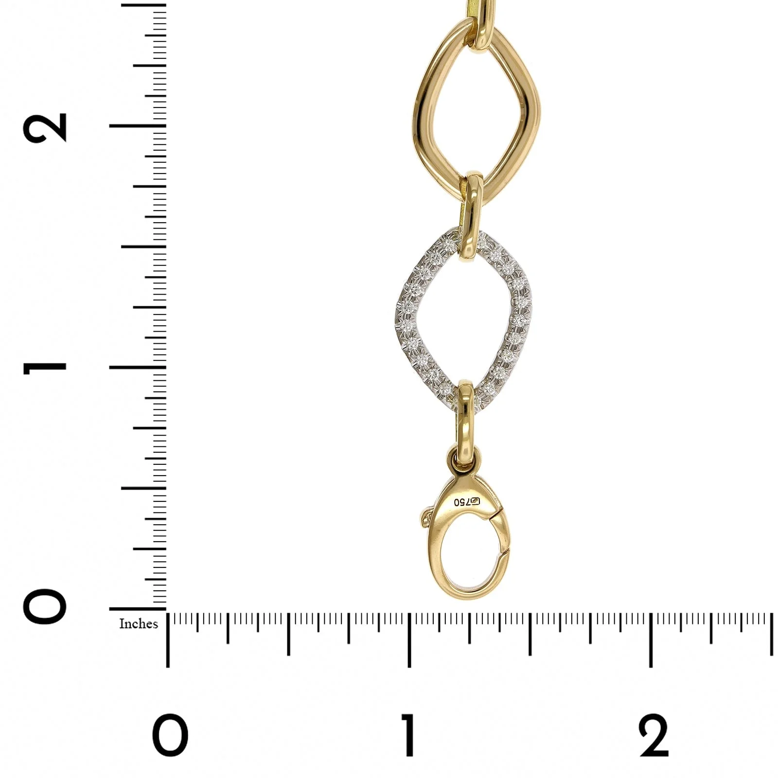 18K Yellow Gold Pave Diamond Open Link Bracelet - Image 3