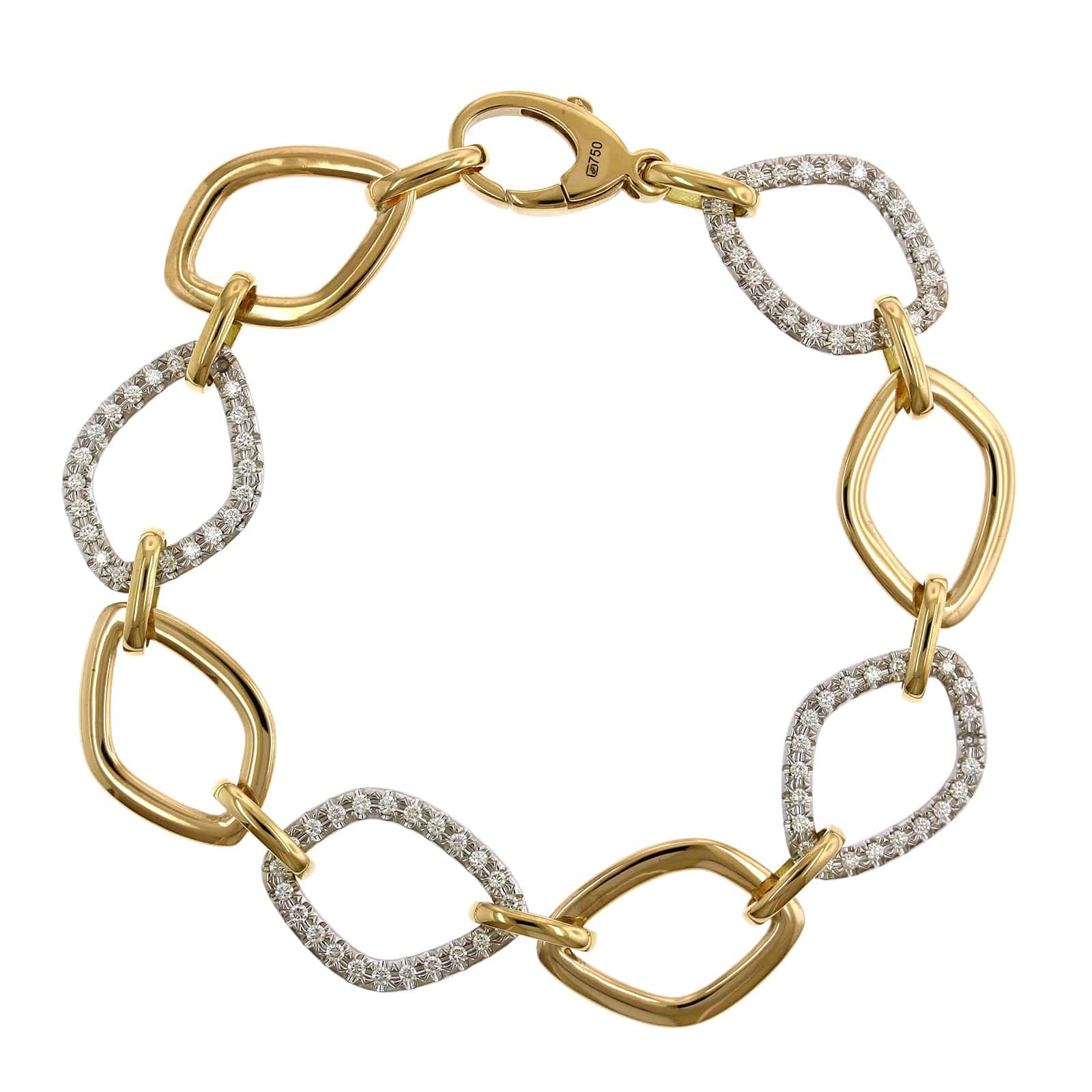 18K Yellow Gold Pave Diamond Open Link Bracelet - Image 4
