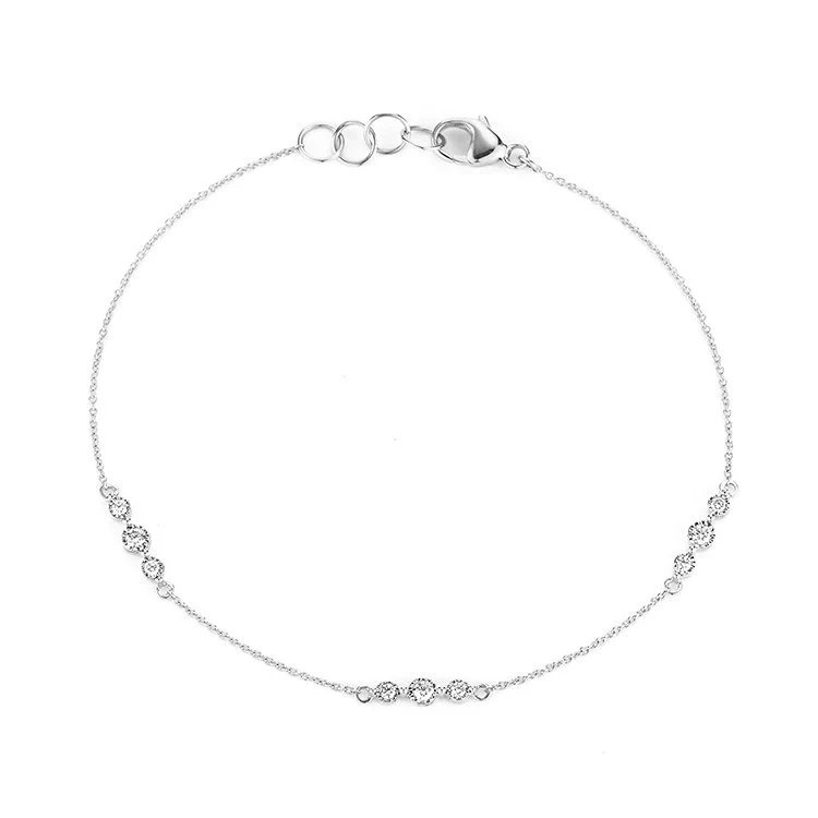 Dana Rebecca 14K White Gold Trio Diamond Station Bracelet