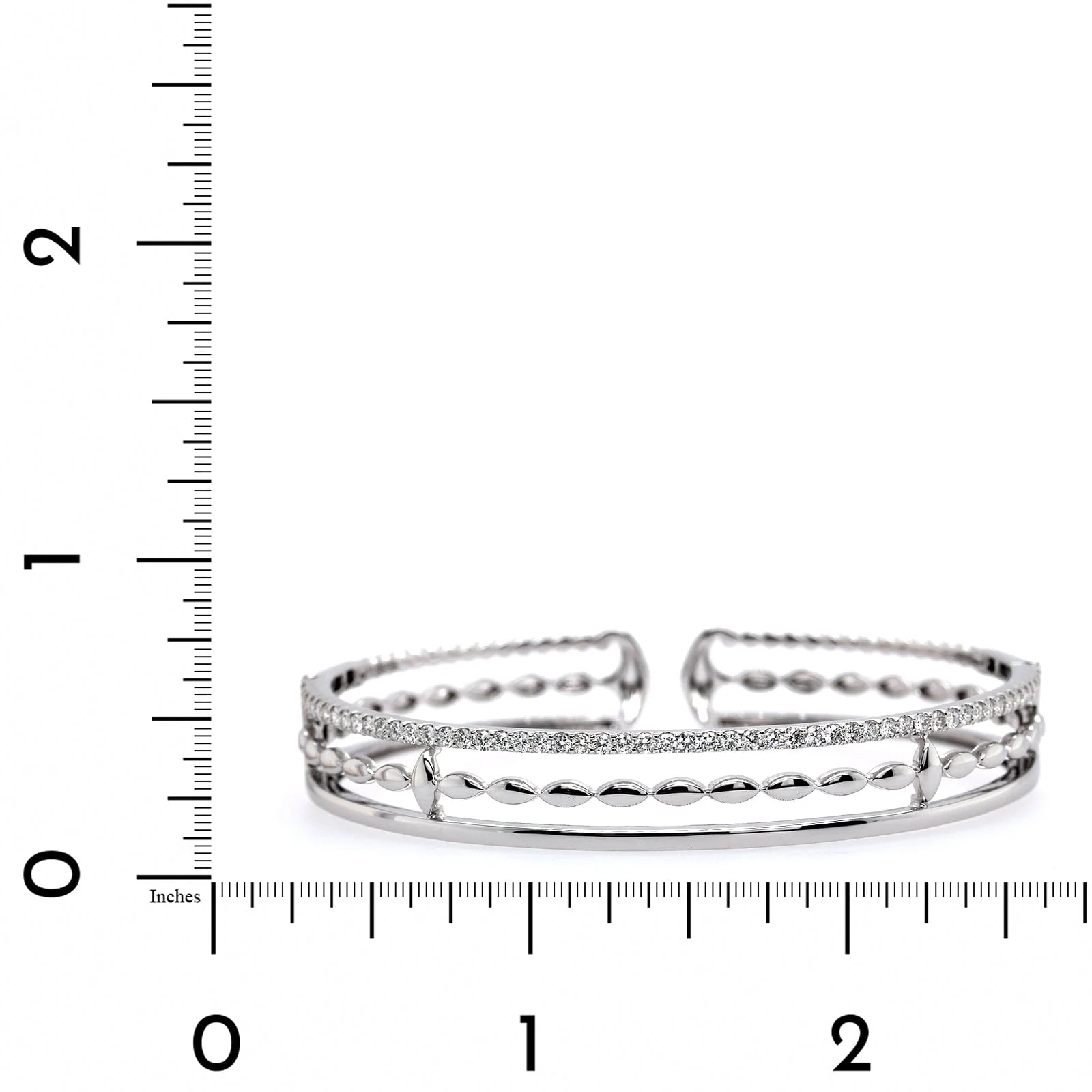 Etho Maria 18K White Gold 3 Row Diamond Cuff Bracelet - Image 3