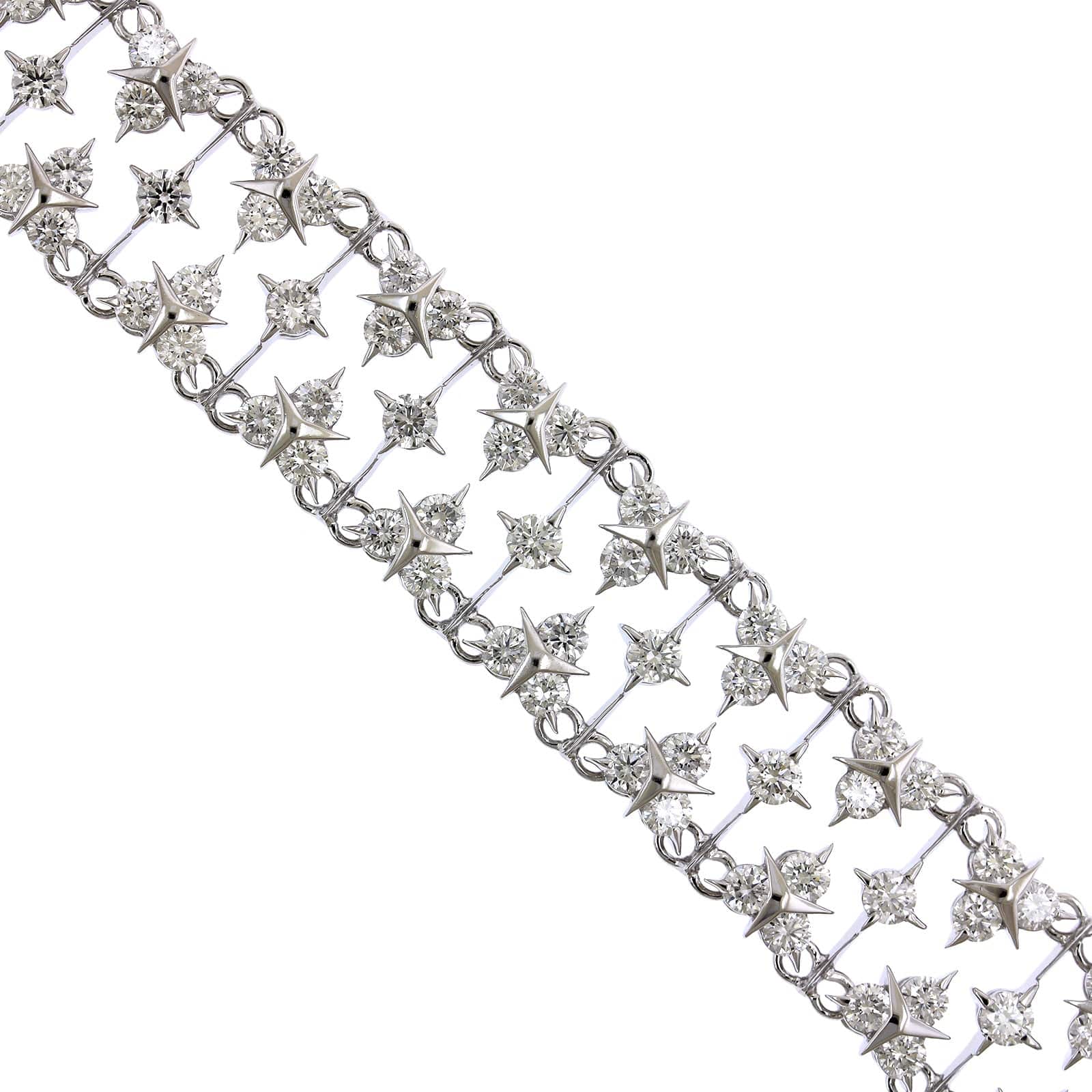 18K White Gold Mercedes Diamond Link Bracelet - Image 2