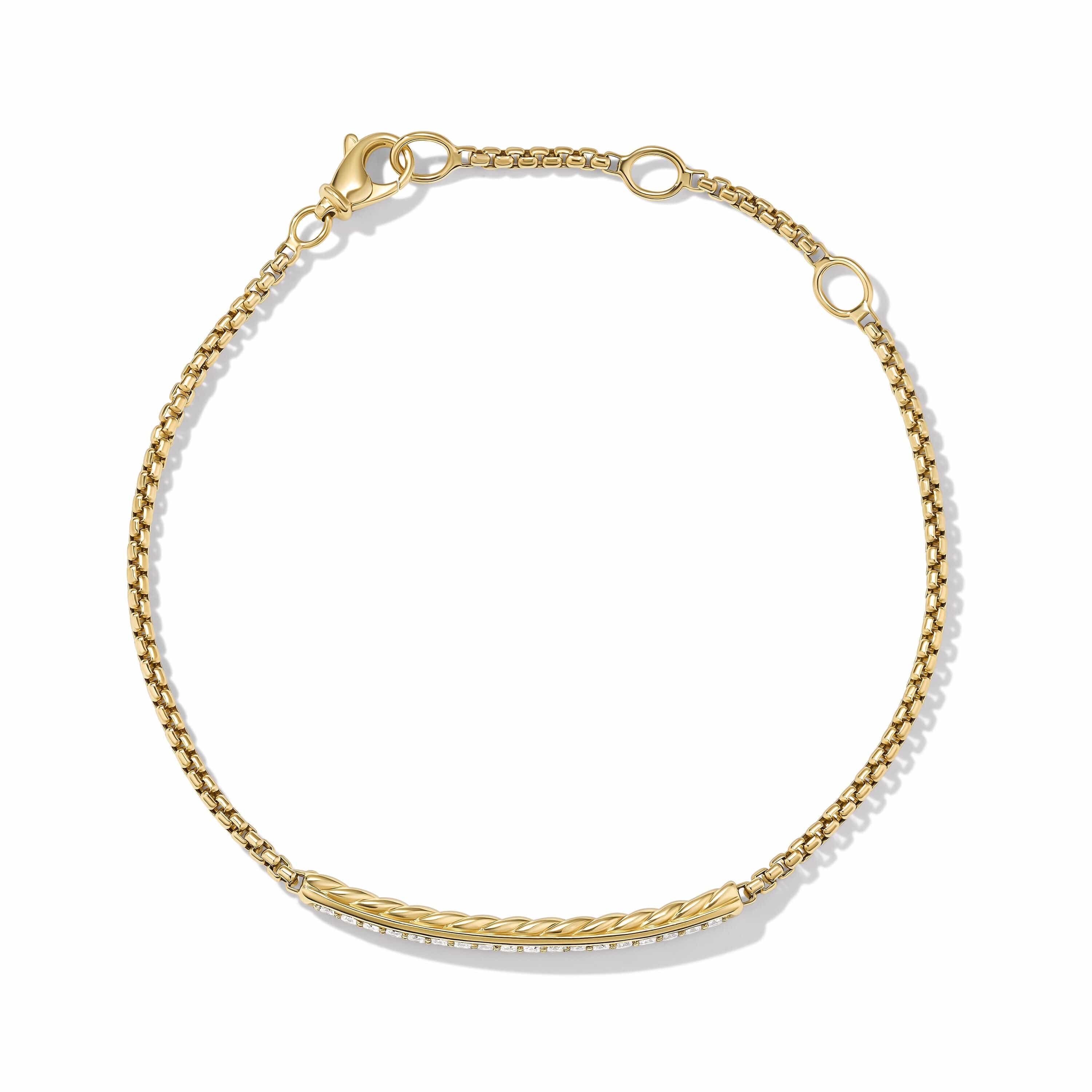 Petite Pavé Bar Bracelet in 18K Yellow Gold with Diamonds, 1.7mm - Image 2