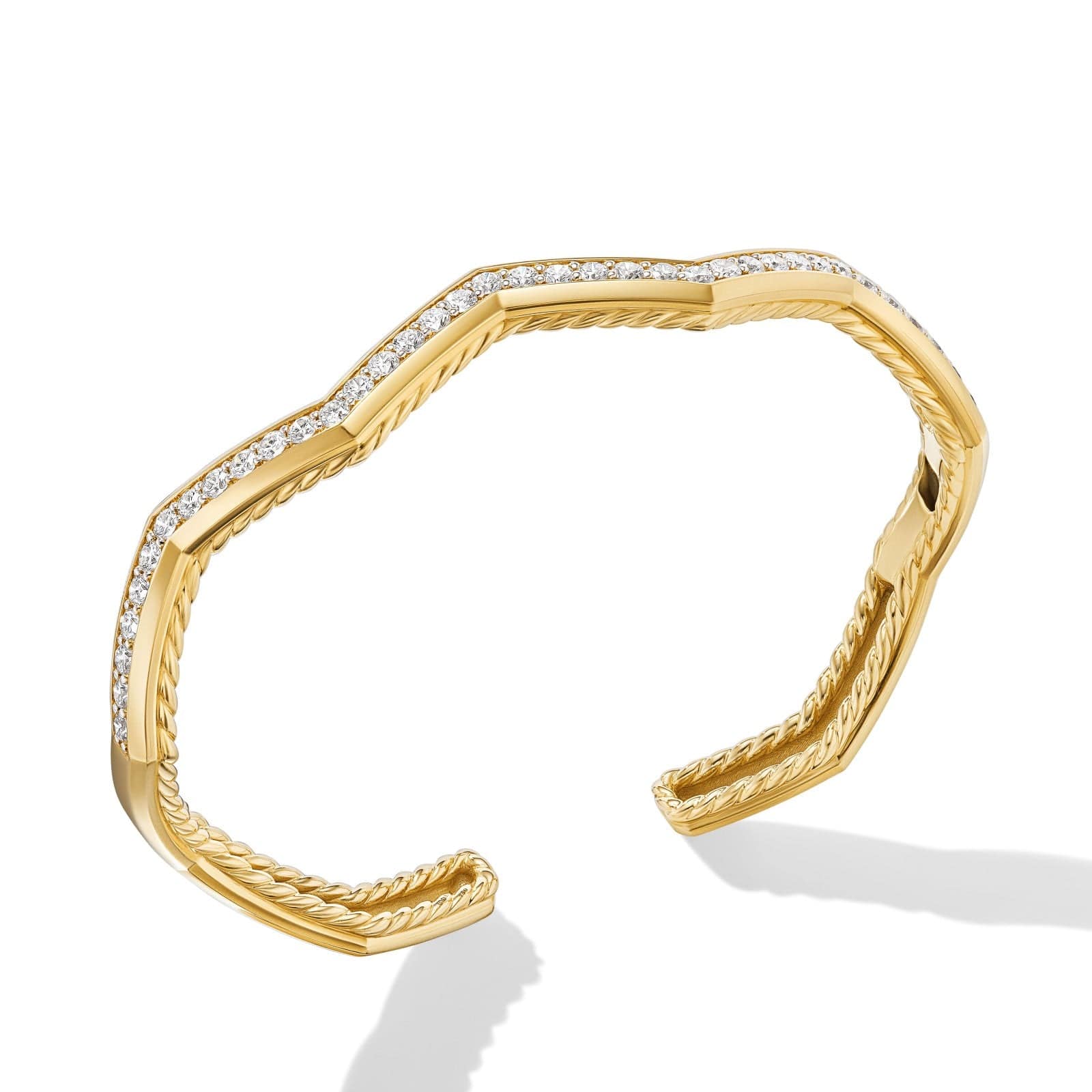 Zig Zag Stax™ Cuff Bracelet in 18K Yellow Gold with Diamonds, 5mm - Image 2