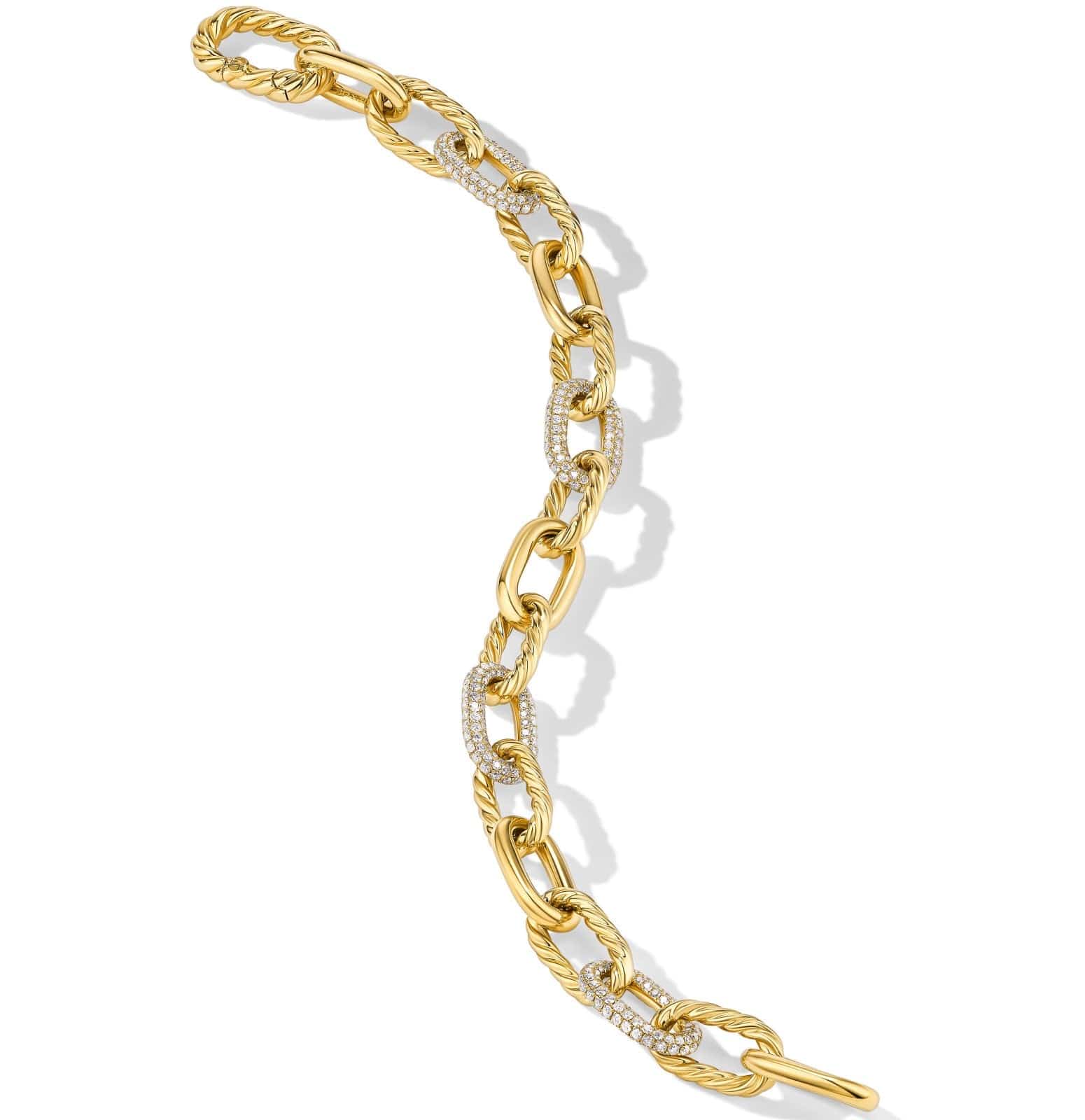 DY Madison® Chain Bracelet in 18K Yellow Gold with Diamonds, 8.5mm - Image 3