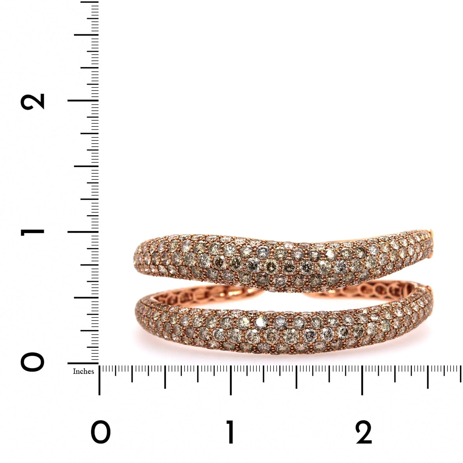 Etho Maria 18K Rose Gold Brown Diamond Double Row Cuff Bracelet - Image 3