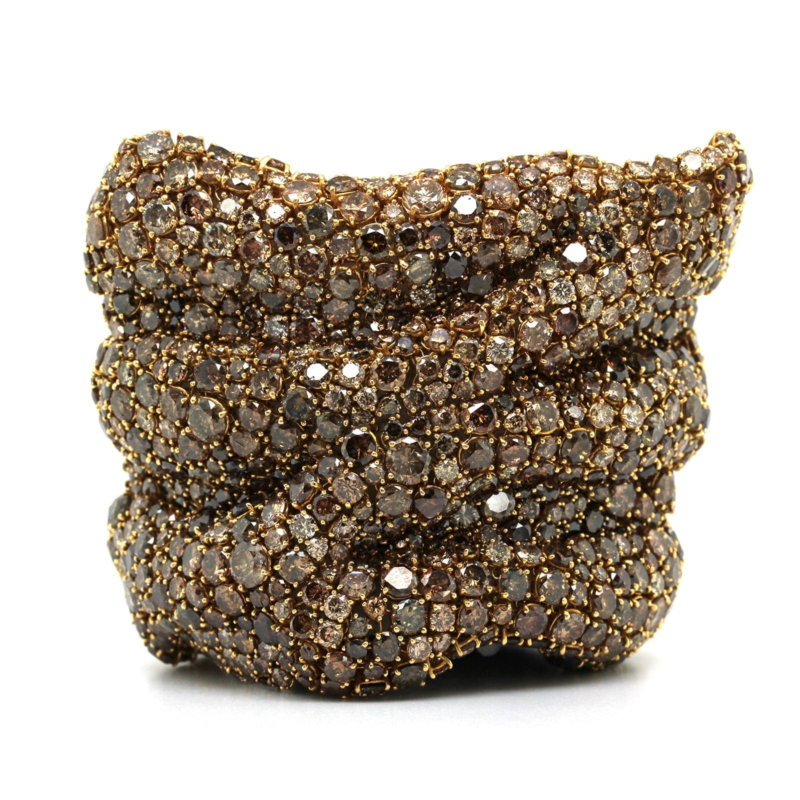 Etho Maria 18K Yellow Gold Brown Diamond Fabric-Like Bracelet - Image 4