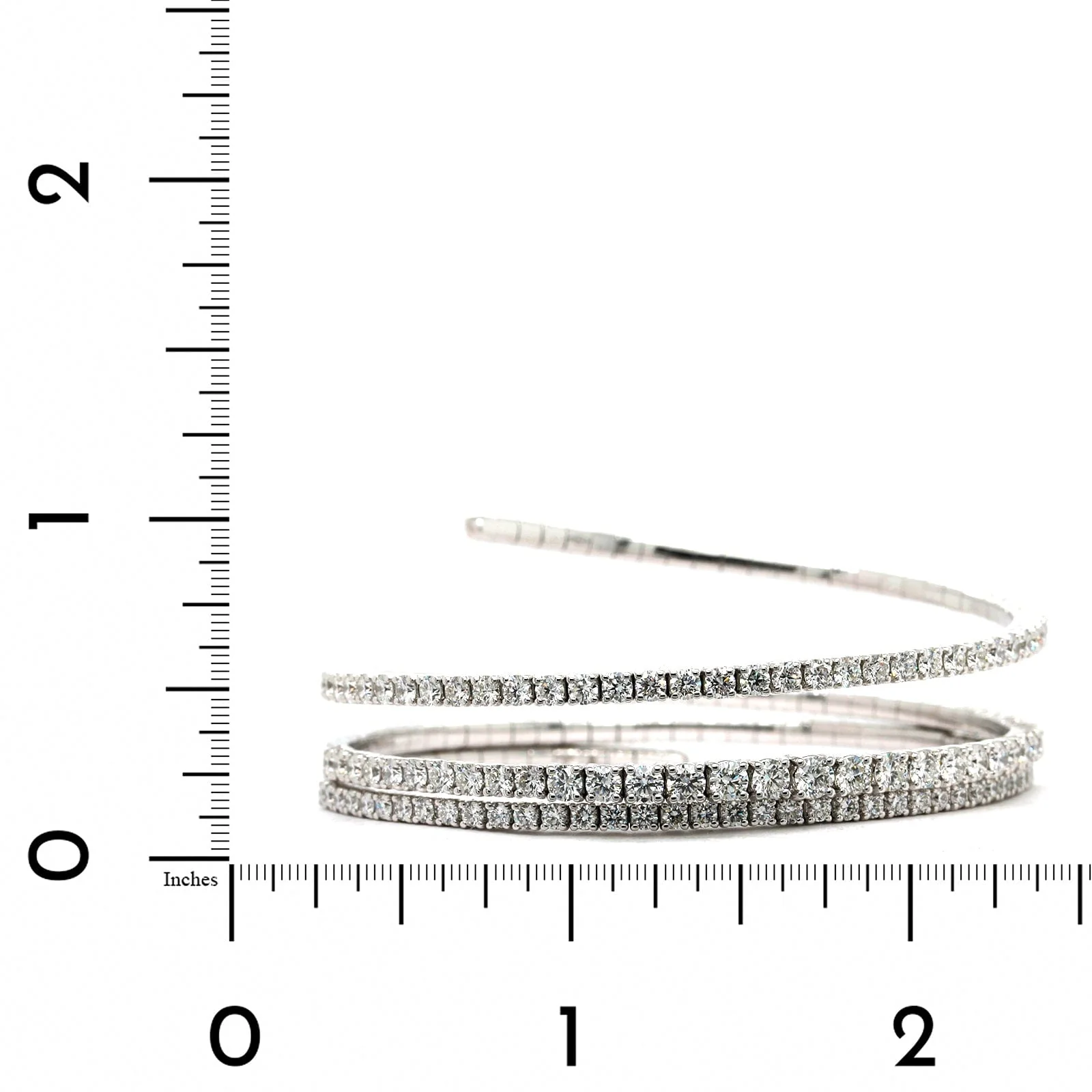 18K White Gold 3 Row Coil Style Diamond Bracelet - Image 3