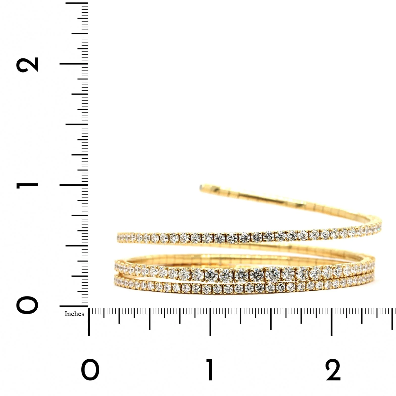 18K Yellow Gold 3 Row Coil Style Diamond Bracelet - Image 3