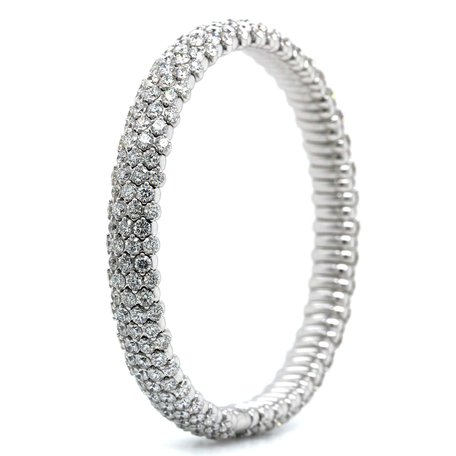 Zydo 18K White Gold Pave Diamond Stretch Bracelet - Image 2