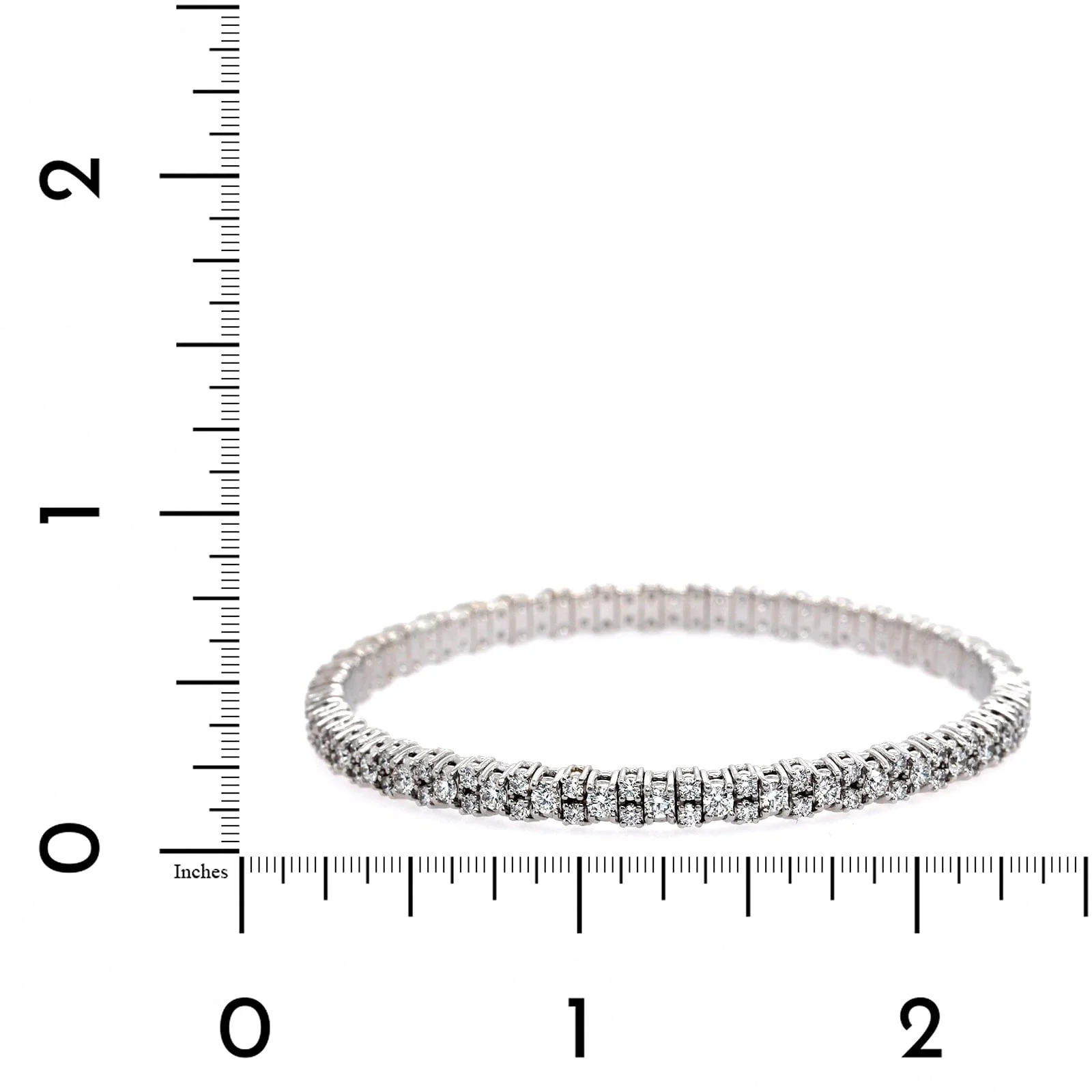 Zydo 18K White Gold Alternating Single & Double Row Diamond Stretch Bracelet - Image 3
