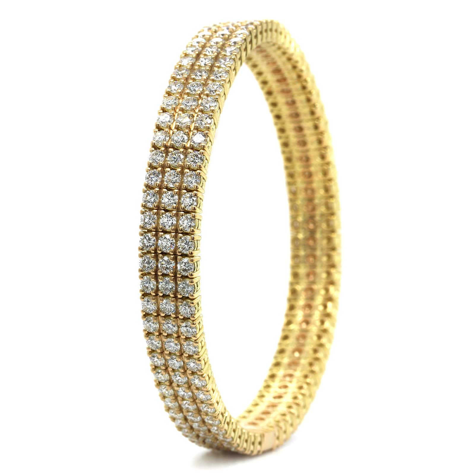Zydo 18K Yellow Gold 3 Row Diamond Stretch Bracelet - Image 2