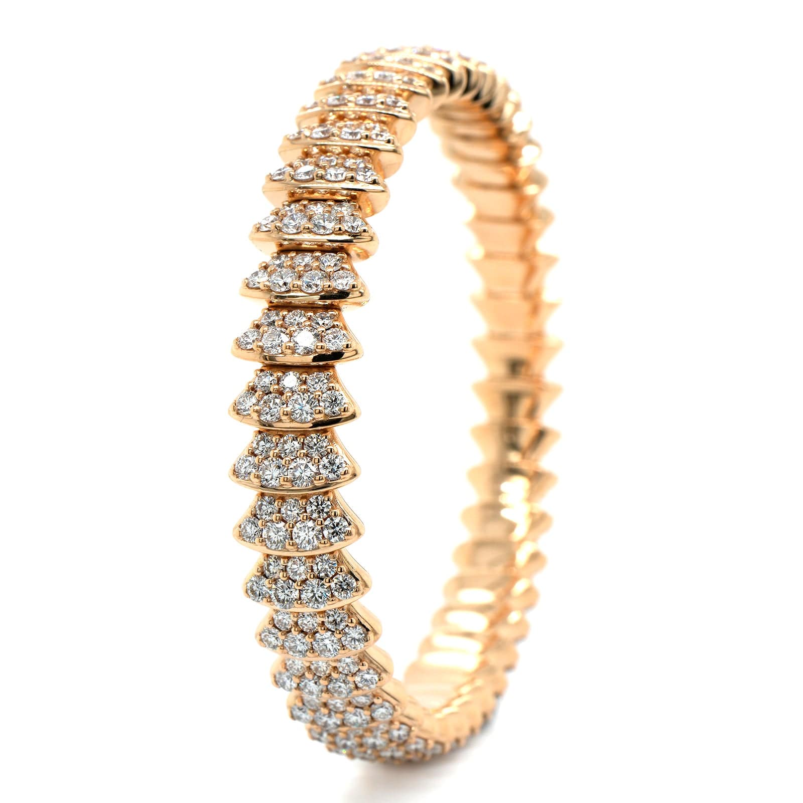 Zydo 18K Rose Gold Diamond Scalloped Stretch Bracelet - Image 2