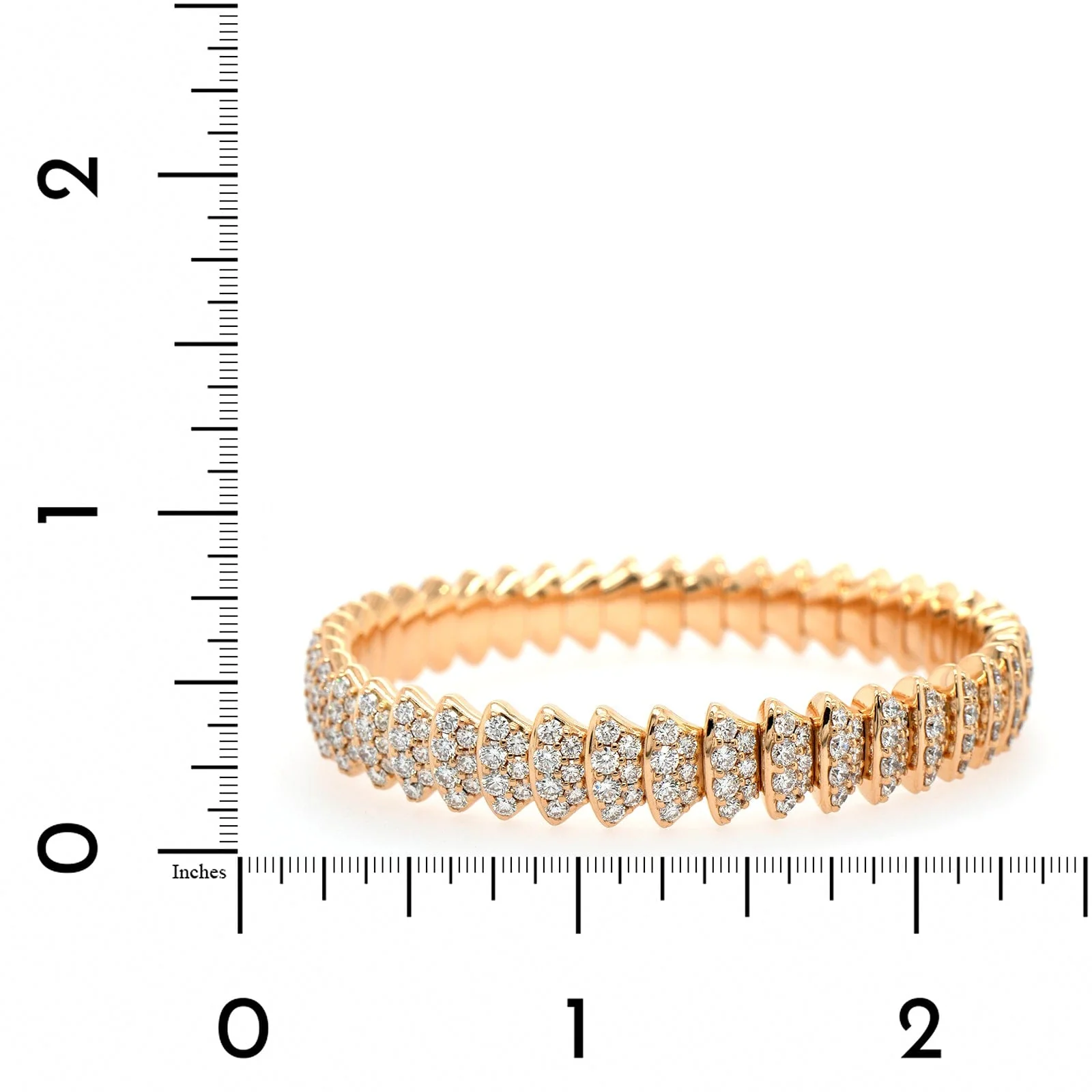 Zydo 18K Rose Gold Diamond Scalloped Stretch Bracelet - Image 3