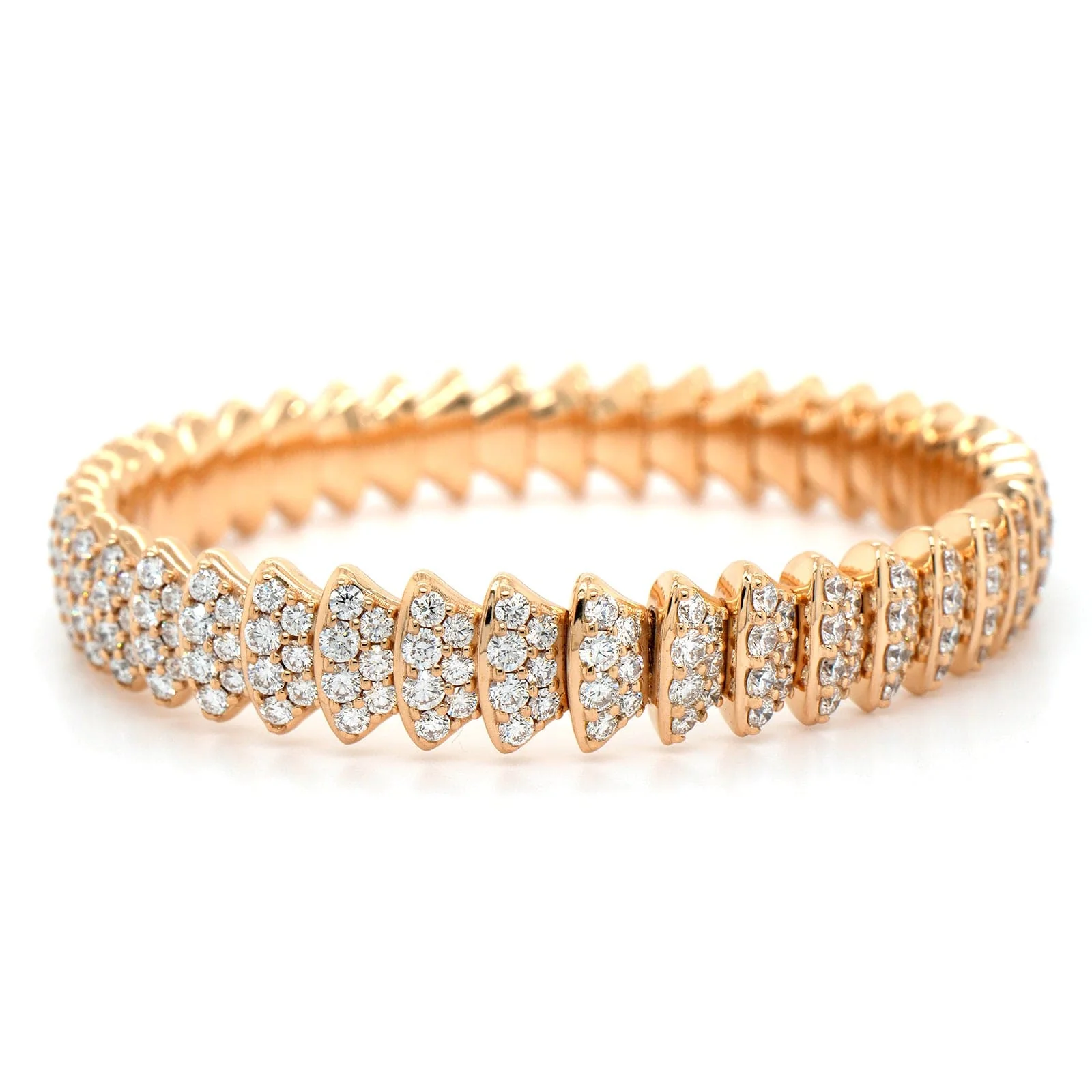 Zydo 18K Rose Gold Diamond Scalloped Stretch Bracelet - Image 4