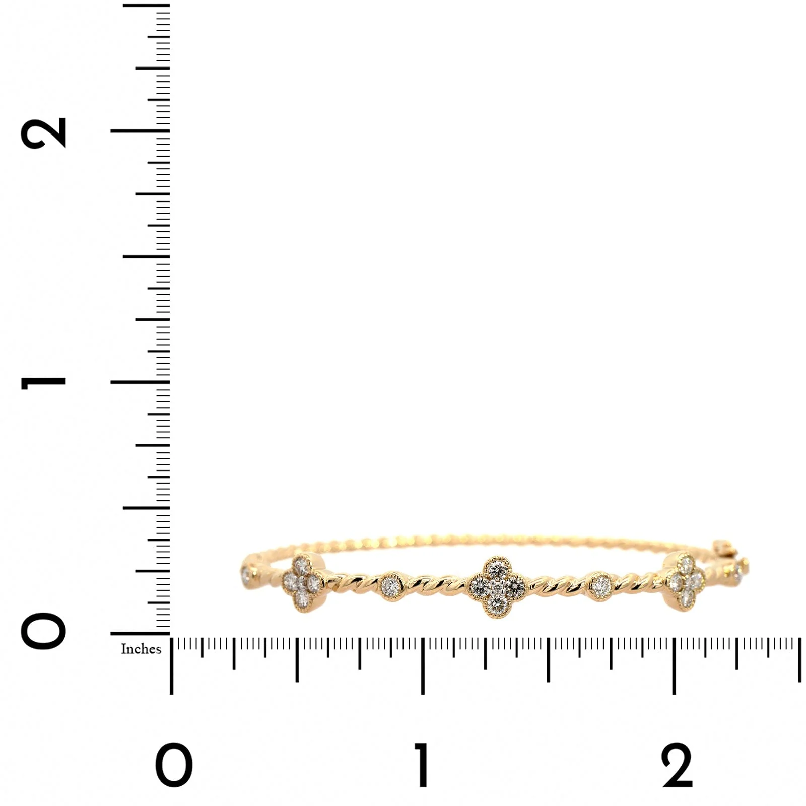 14K Yellow Gold Diamond Station Braided Bangle Bracelet - Image 3