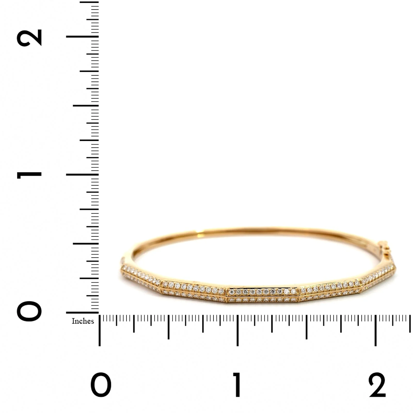 14K Yellow Gold 2 Row Pave Bangle Bracelet - Image 3
