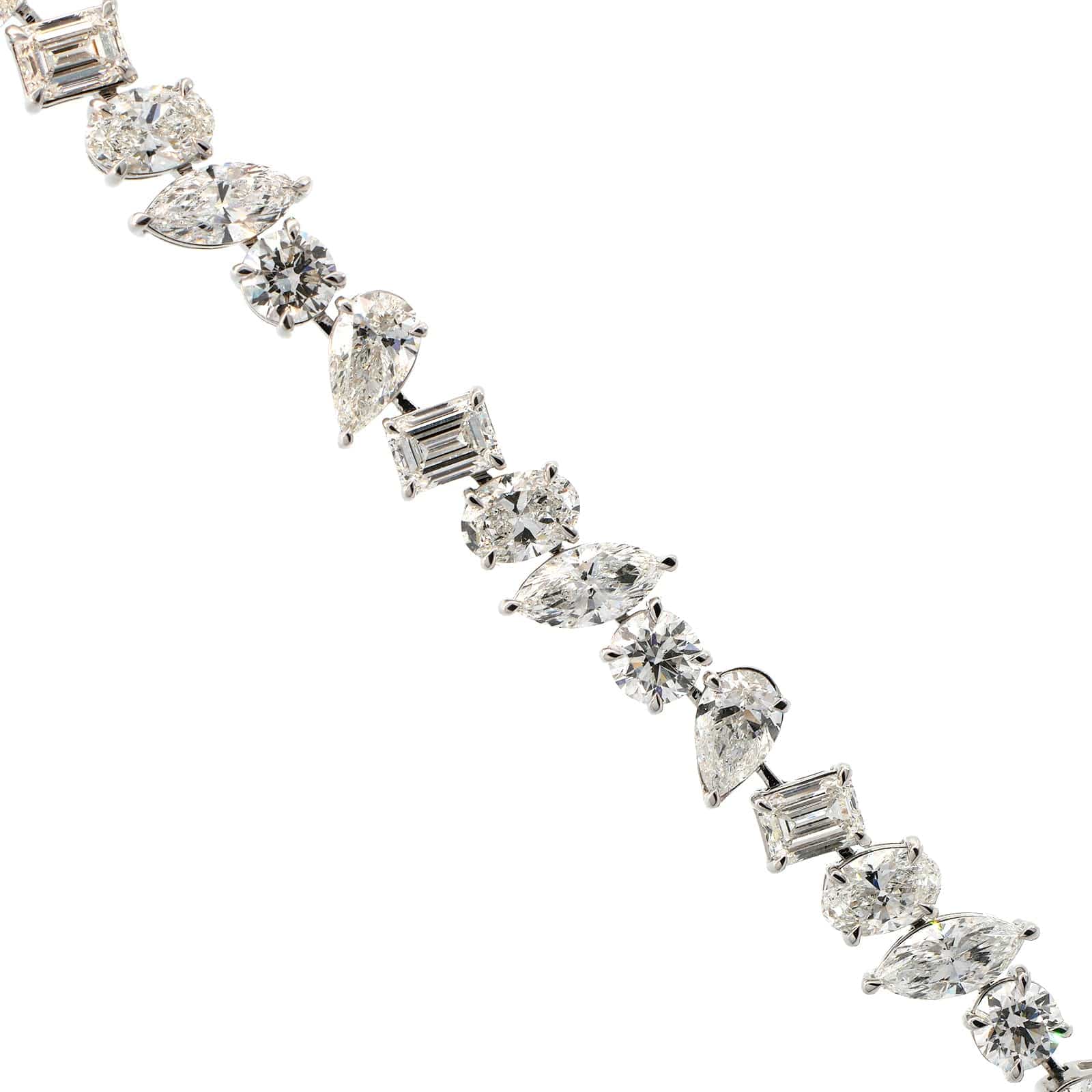 18K White Gold Multi-Cut Diamond Line Bracelet - Image 2