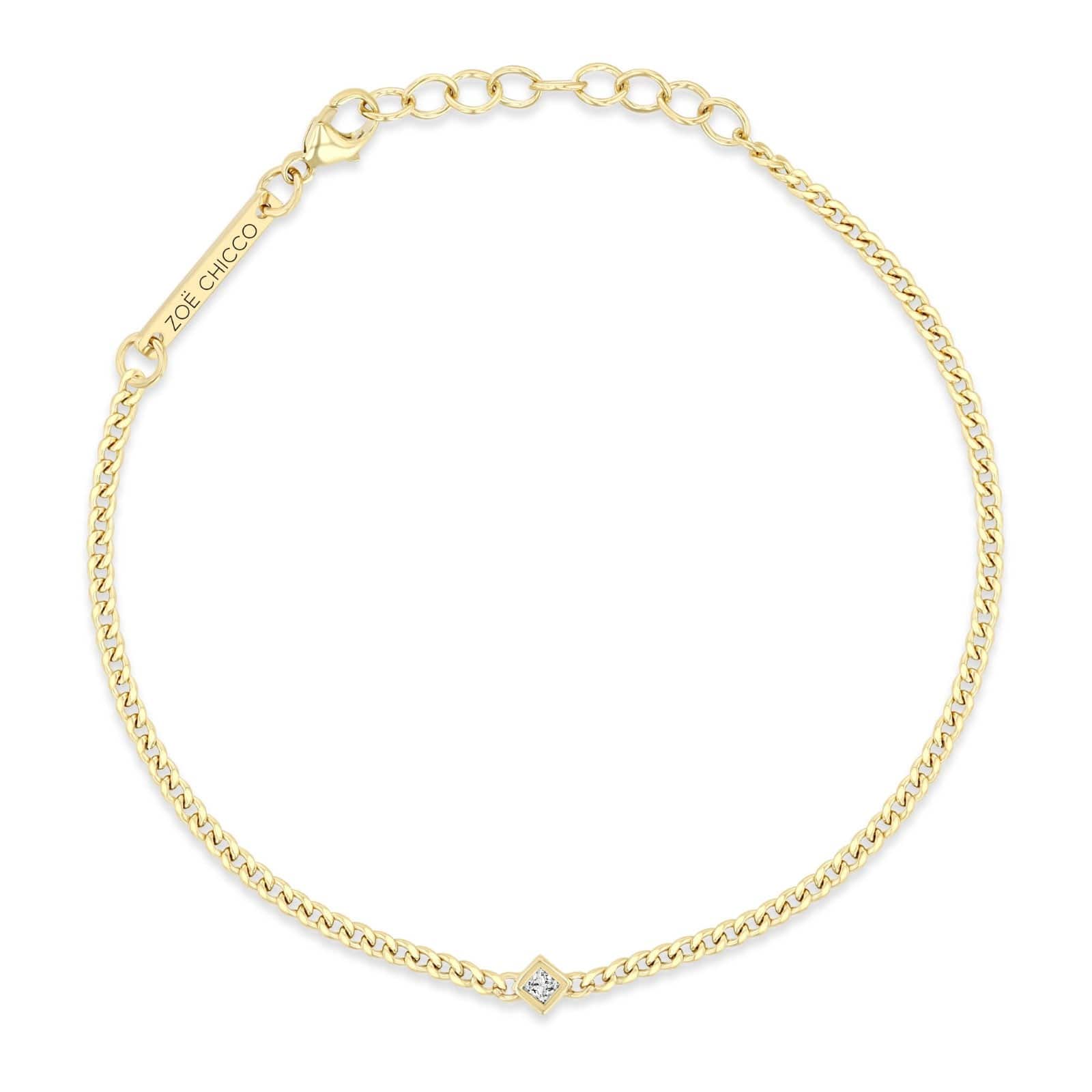 Zoe Chicco 14K Yellow Gold X Small Curb Chain Diamond Bracelet - Image 2