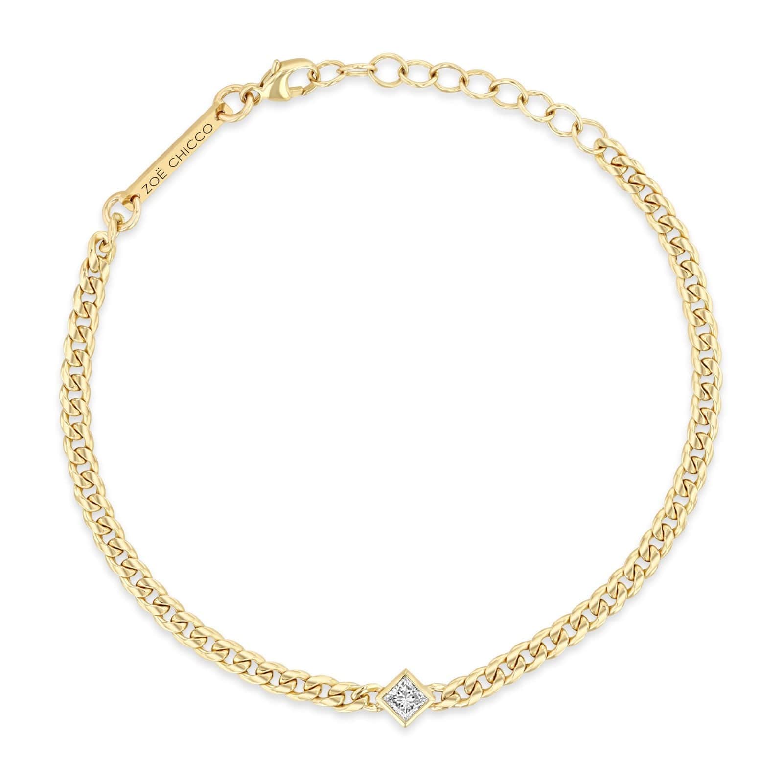 Zoe Chicco 14K Yellow Gold Small Curb Chain Diamond Bracelet - Image 2