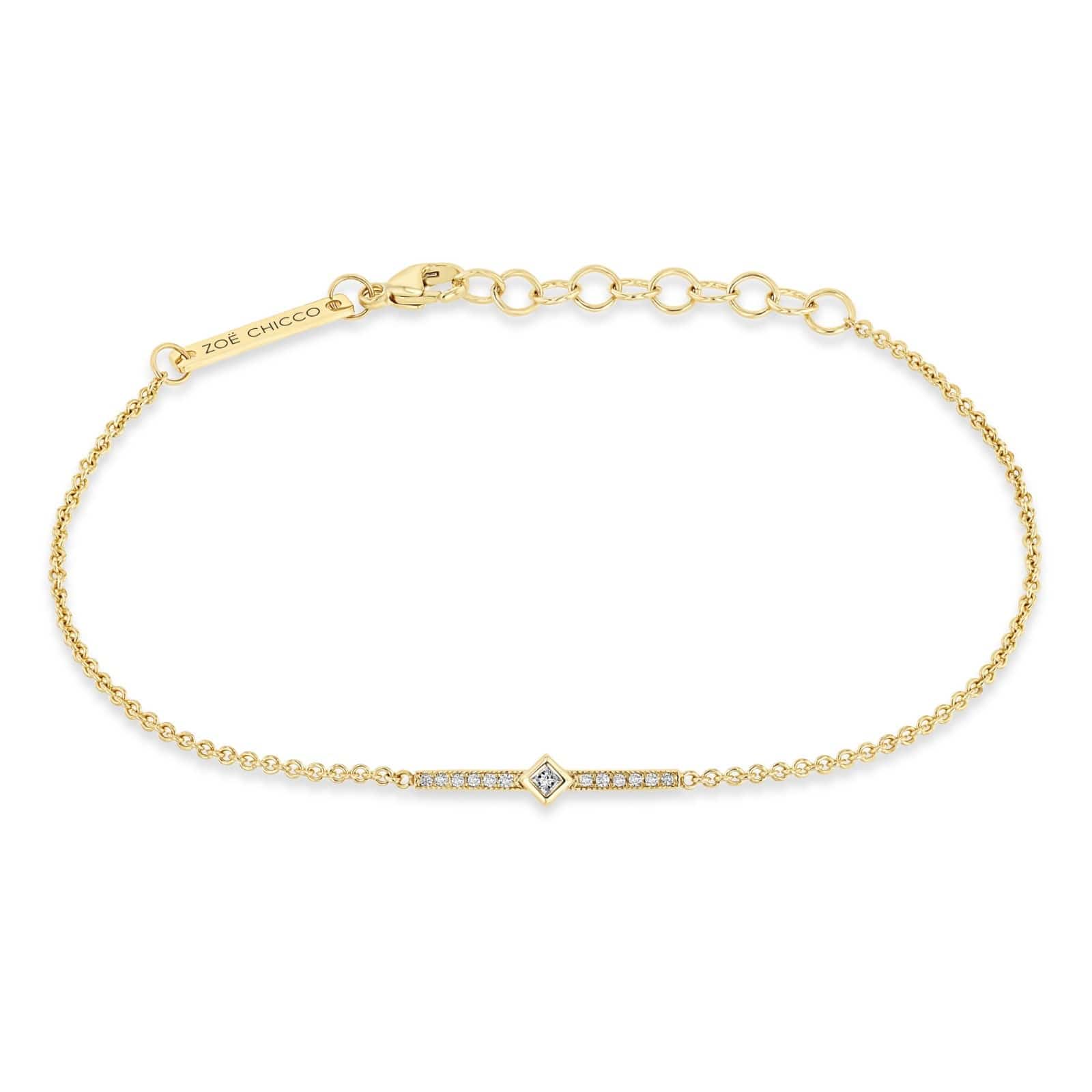 Zoe Chicco 14K Yellow Gold Small Curb Chain Pave Diamond Bracelet