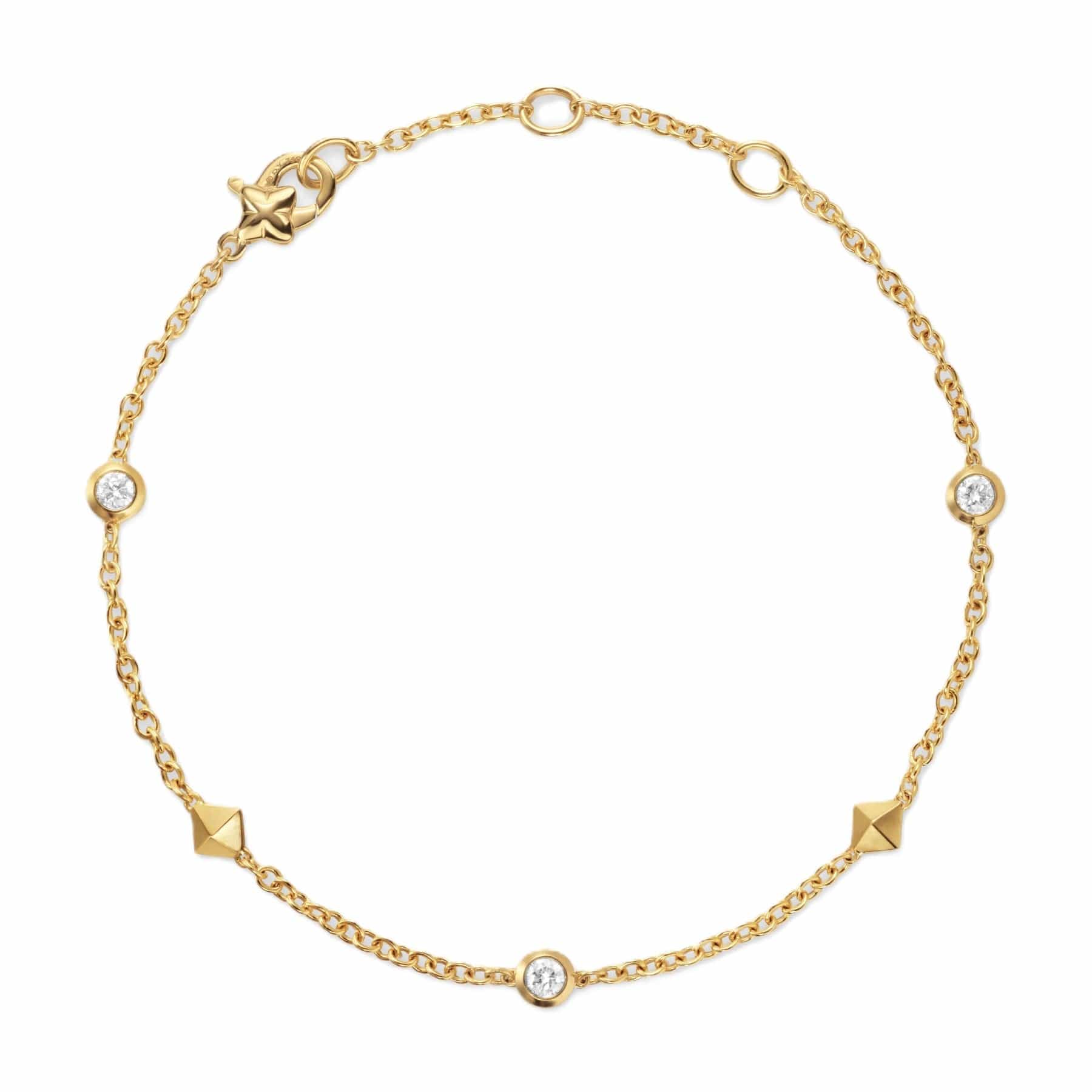 Petite Modern Renaissance Station Bracelet 18K Yellow Gold with Diamonds, 4.6mm - Image 2