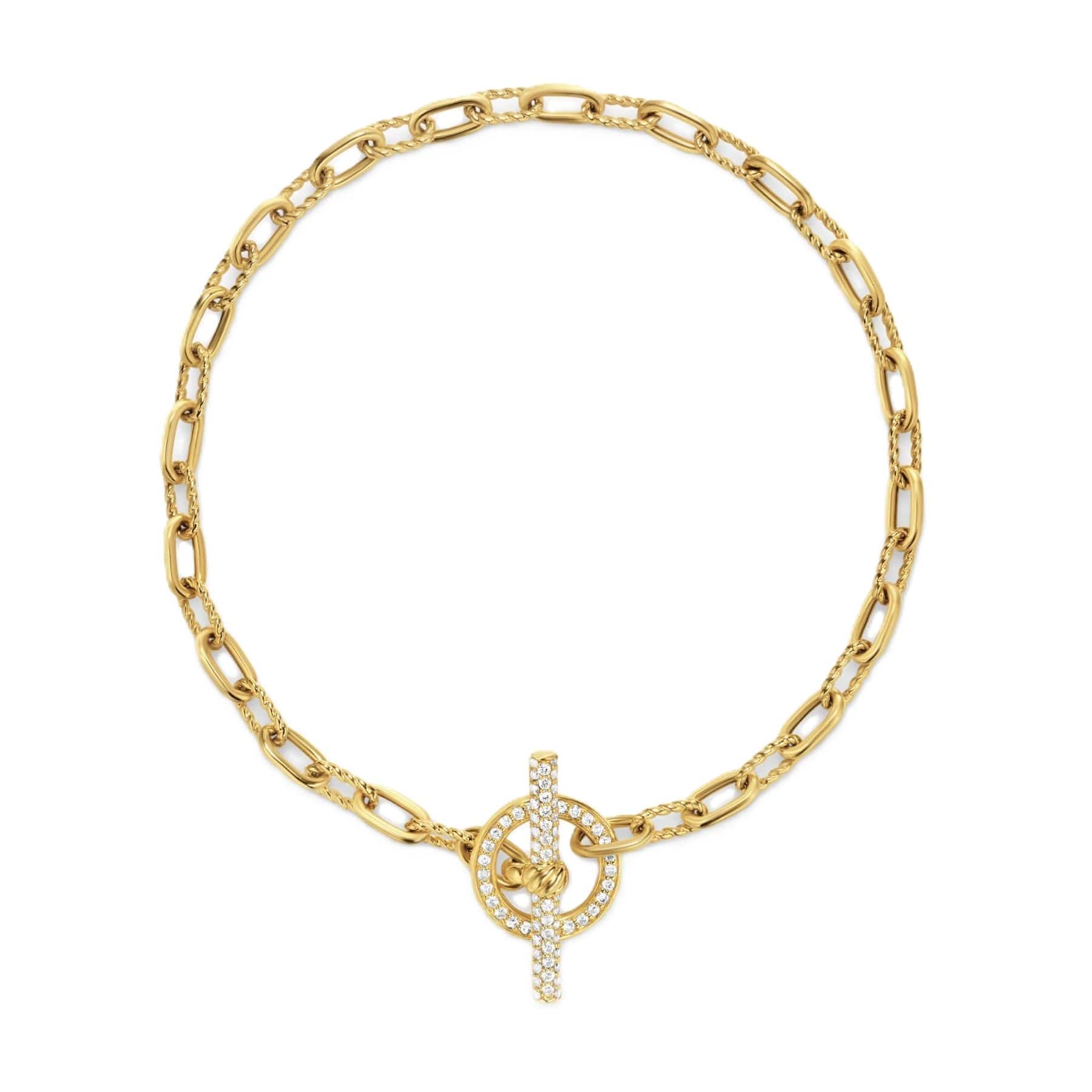 DY Madison® Pavé Toggle Chain Bracelet 18K Yellow Gold with Diamonds, 3mm - Image 2