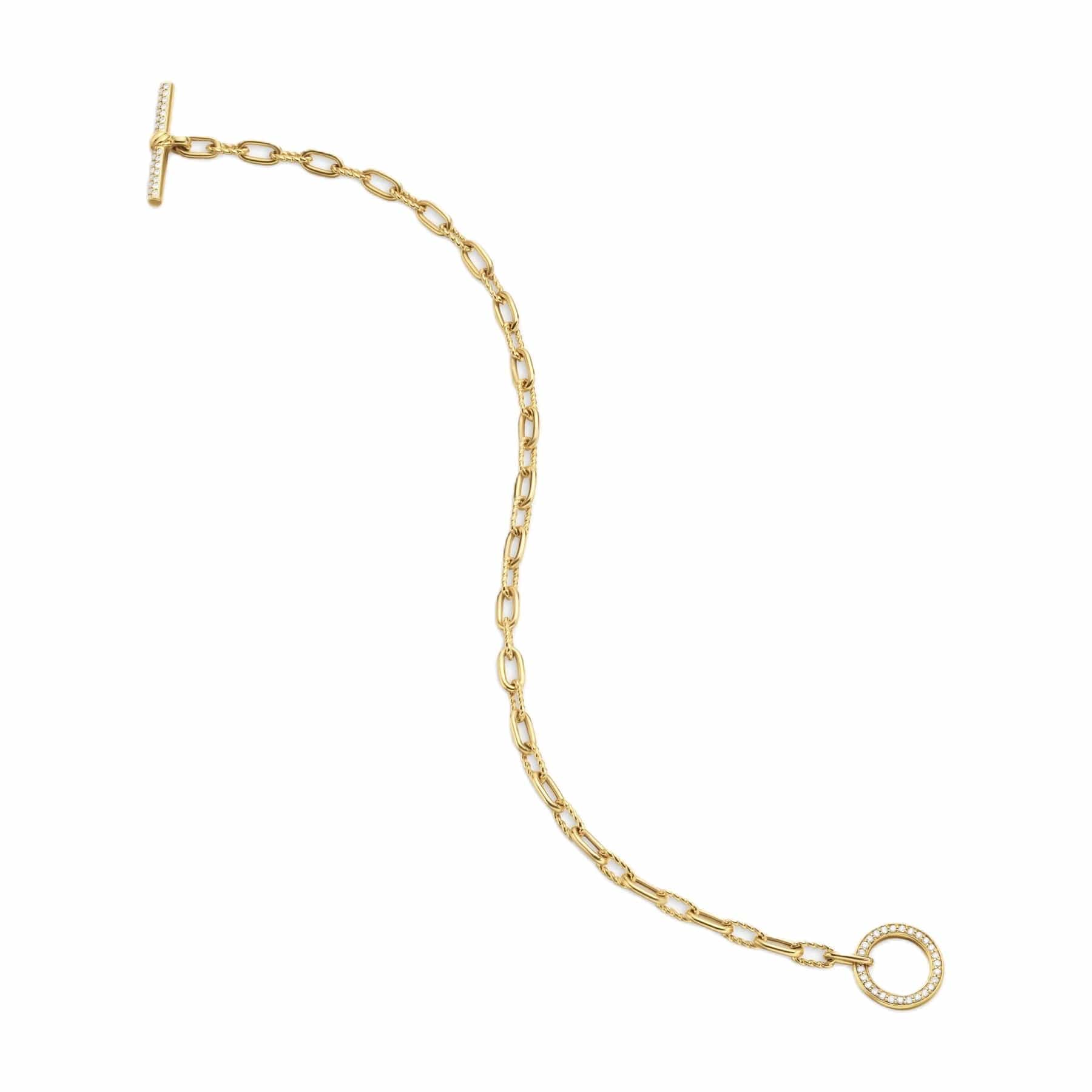 DY Madison® Pavé Toggle Chain Bracelet 18K Yellow Gold with Diamonds, 3mm - Image 3