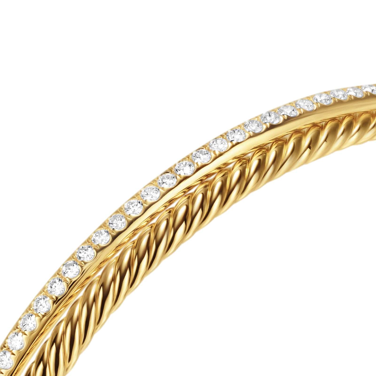 Crossover Two Row Bracelet in 18K Yellow Gold with Diamonds, 6mm - Image 4