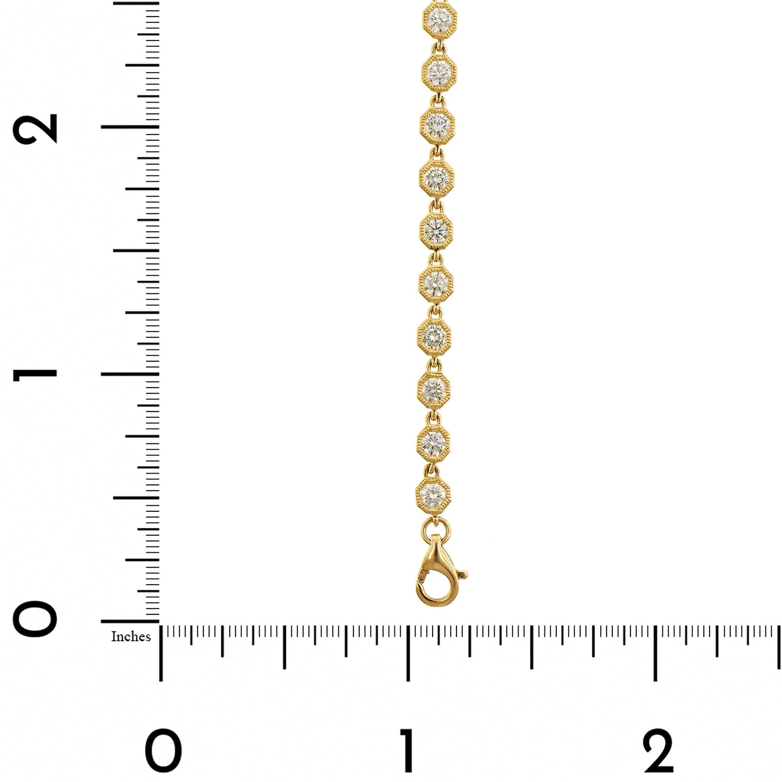 18K Yellow Gold Hexagonal Round Diamond Bracelet - Image 3