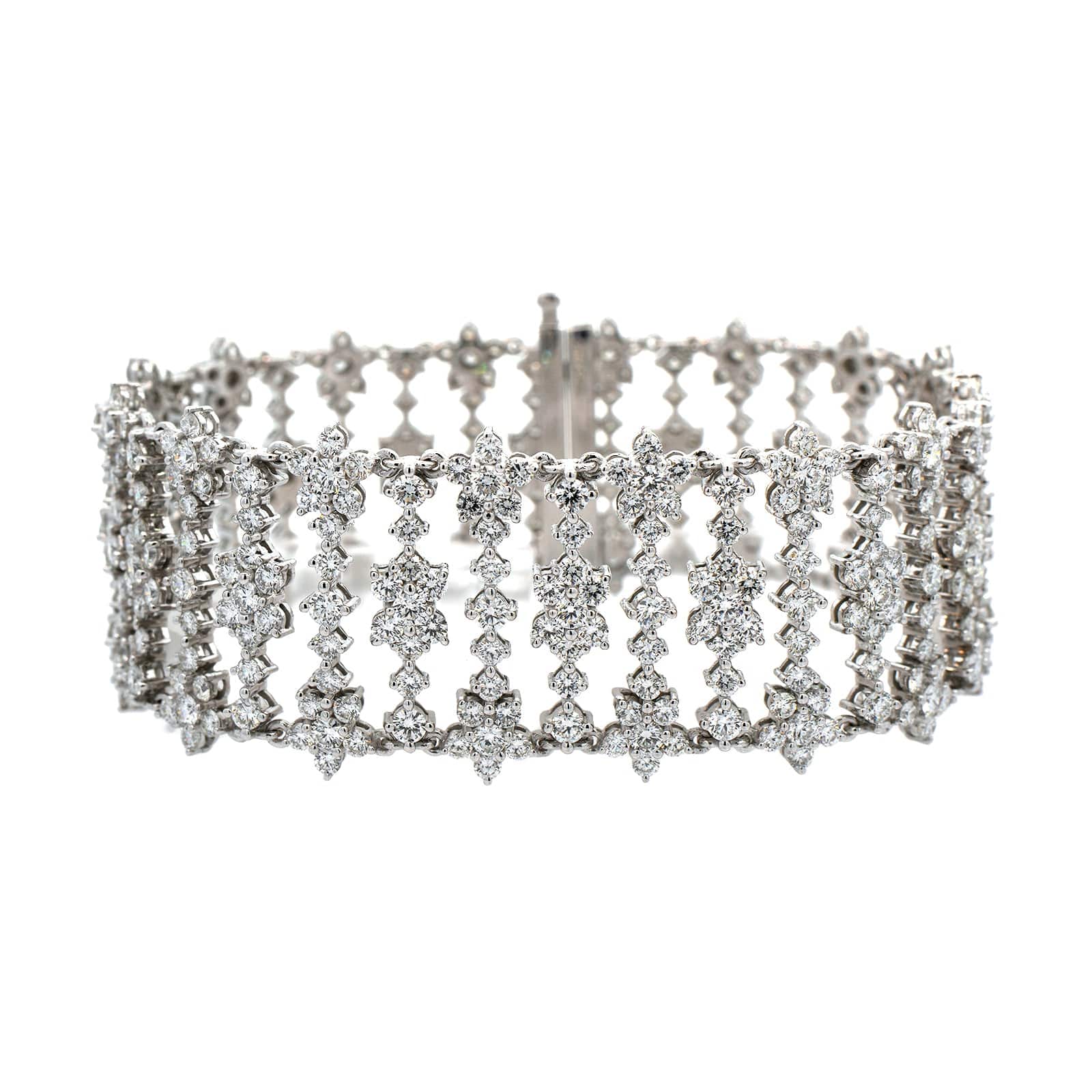 18K White Gold Multi Row Diamond Bracelet