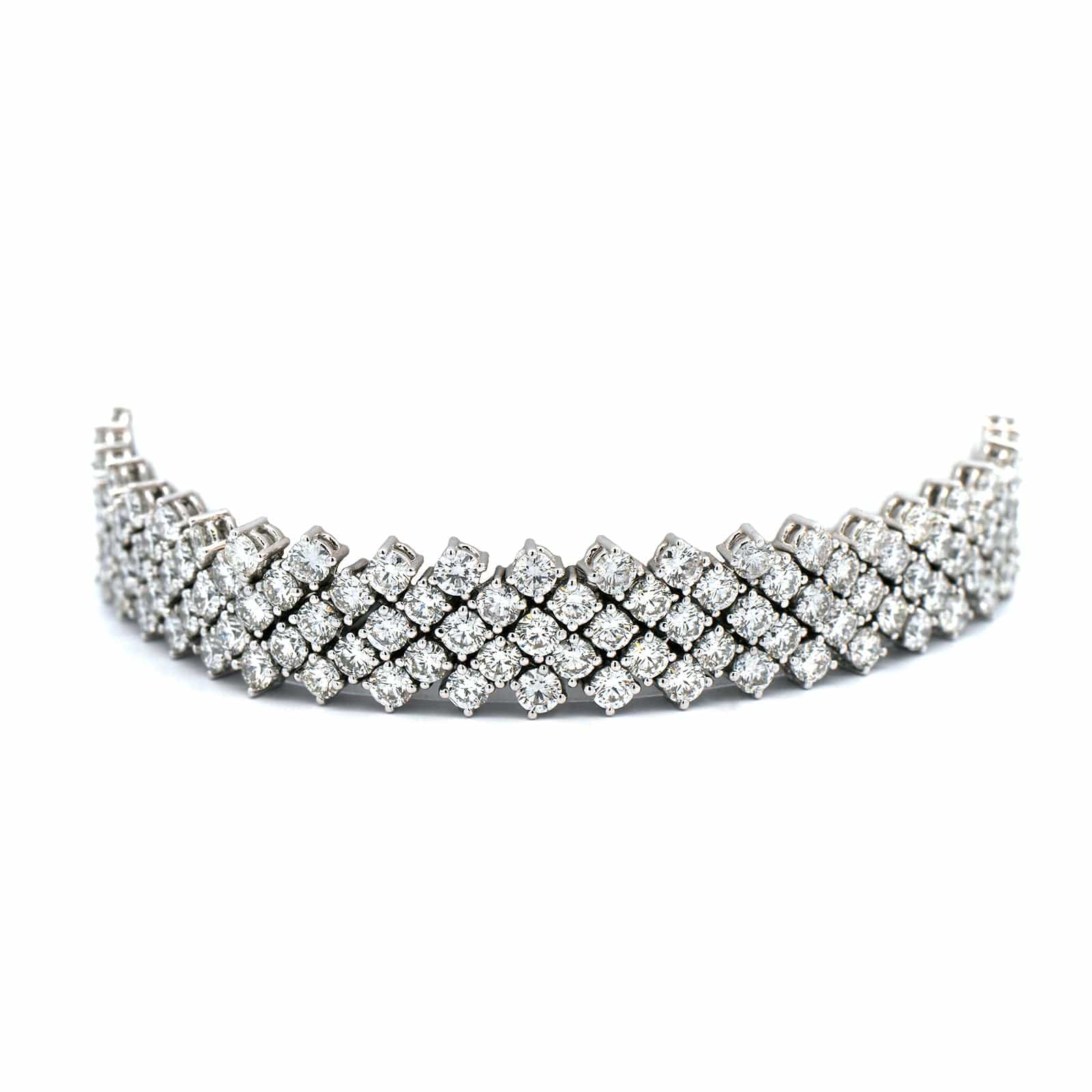 18K White Gold Multi Row Diamond Bracelet - Image 4