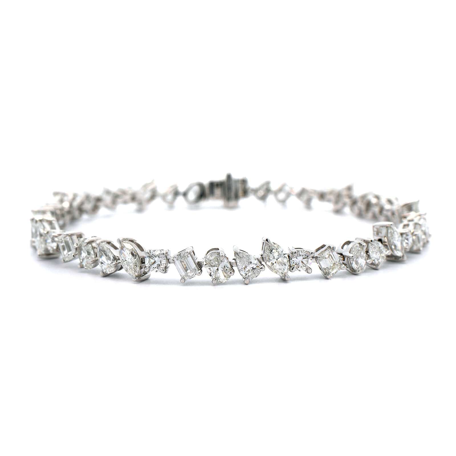 18K White Gold Multi Cut Diamond Bracelet
